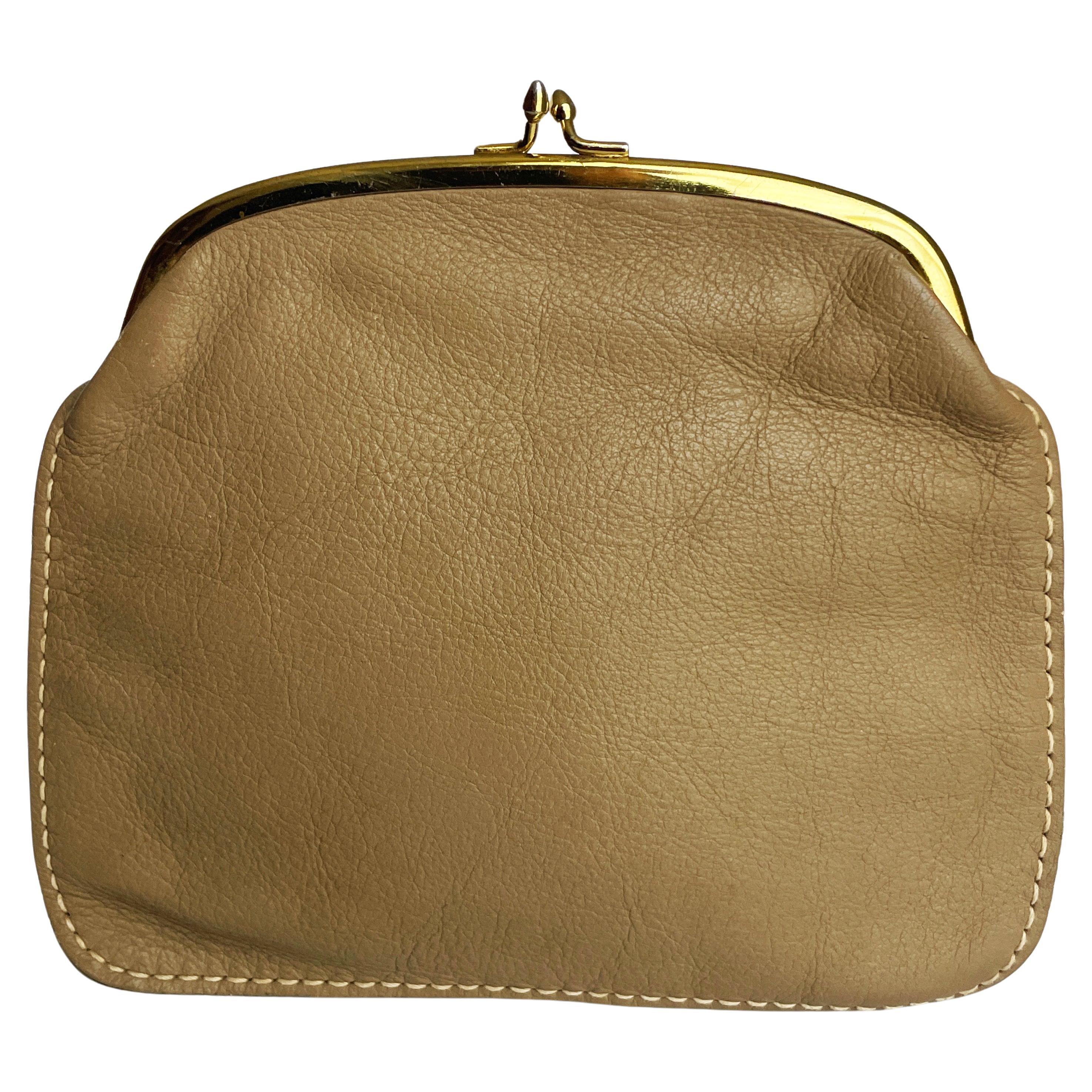 Bonnie Cashin for Coach Foldover Purse Clutch Bag Cashin Carry 60s Tan Leather  For Sale
