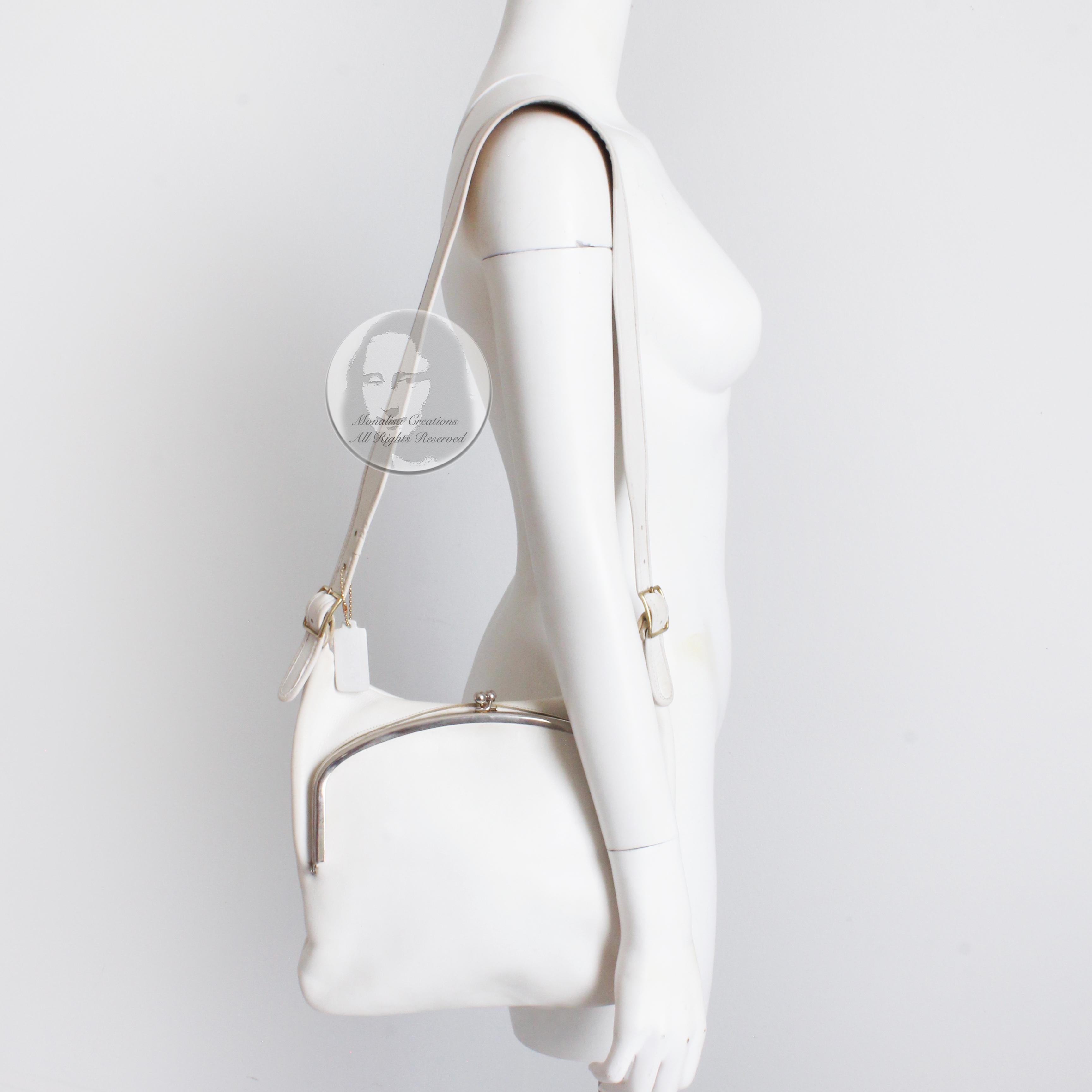 Gray Bonnie Cashin for Coach Frame Bag Rare White Leather with Hang Tag Vintage 70s