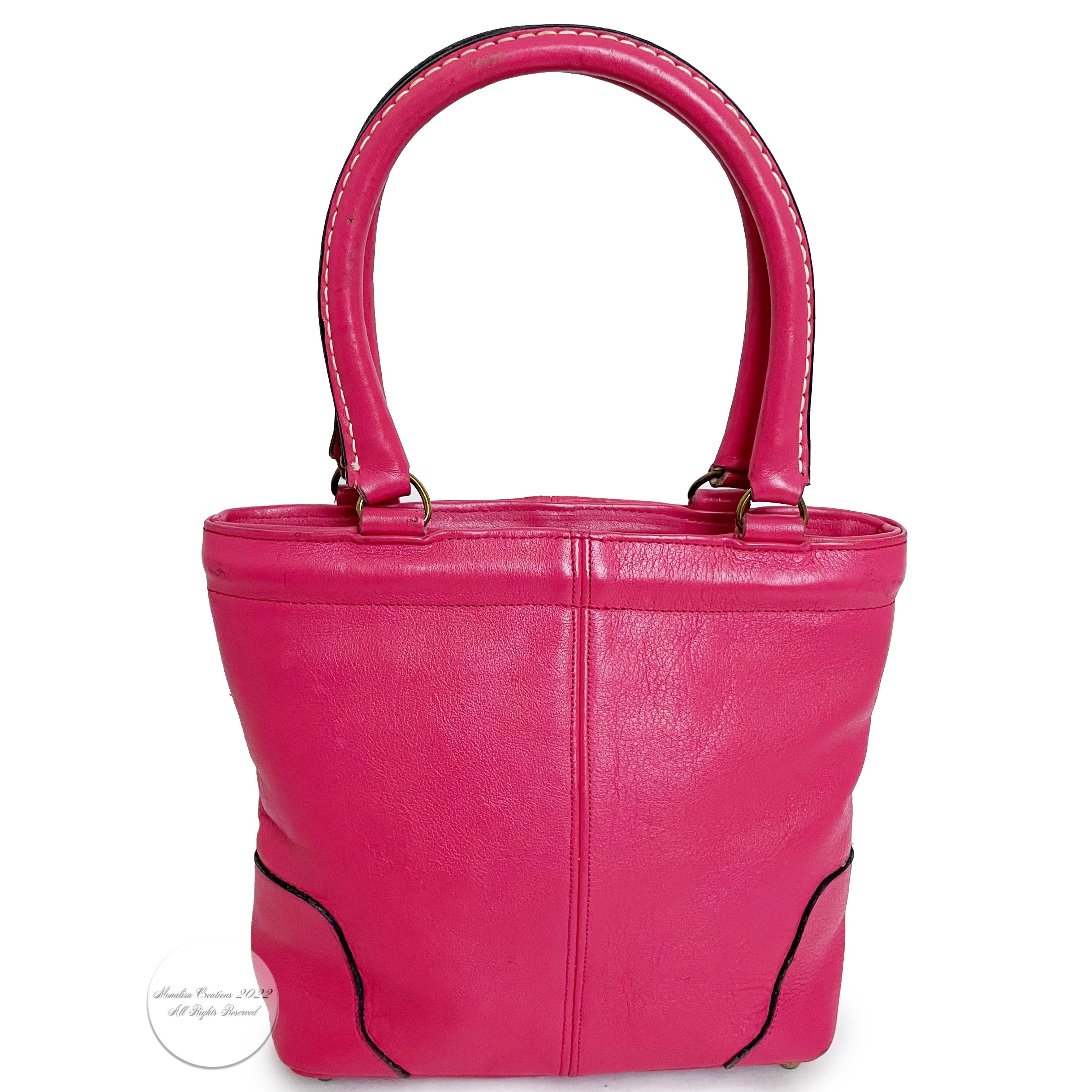 Bonnie Cashin for Coach Kiss Lock Tote Rare Pink Leather Vintage 60s In Good Condition In Port Saint Lucie, FL