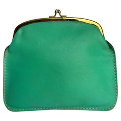 Bonnie Cashin pour Coach - Porte-monnaie porte-monnaie en cuir vert menthe rare, années 60