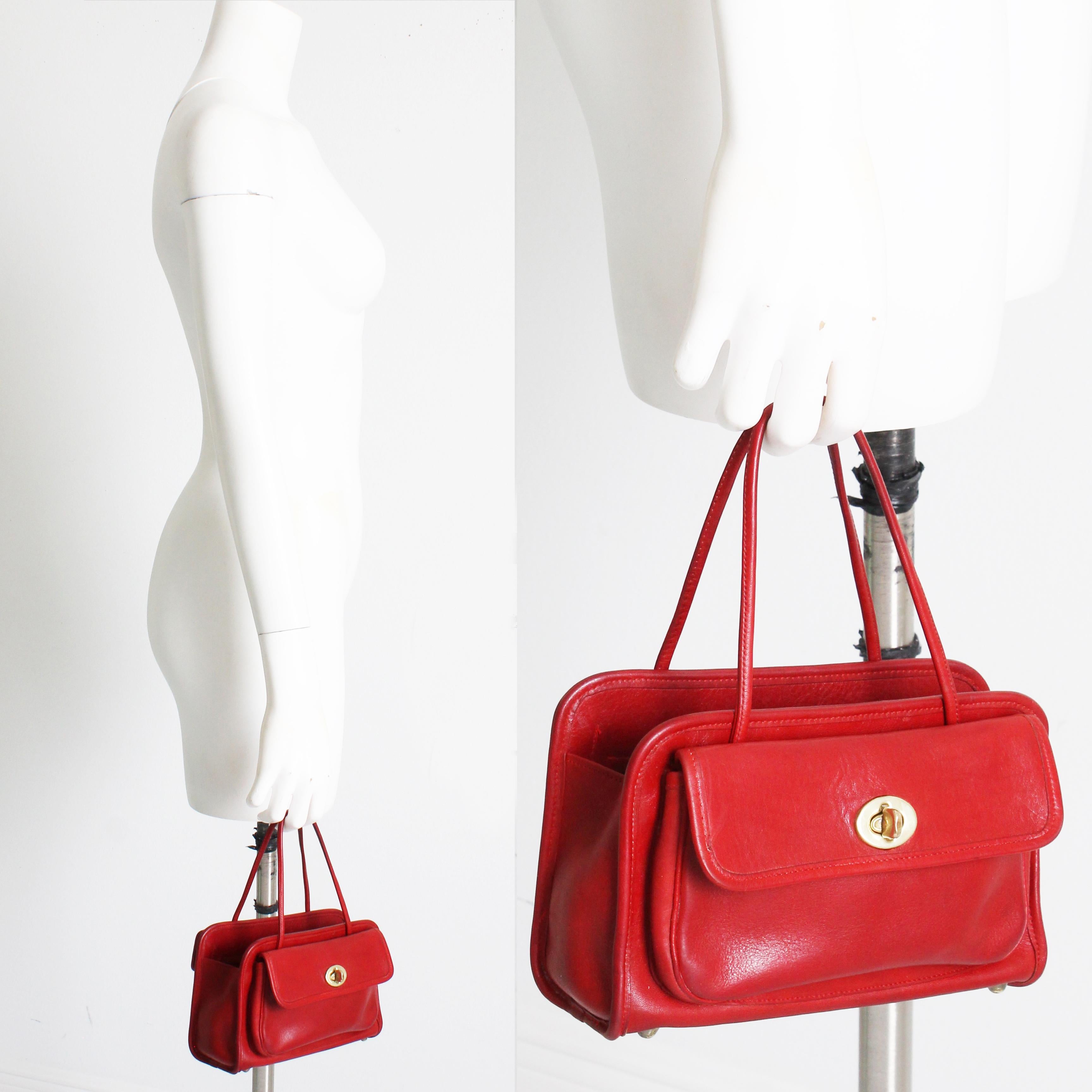 Bonnie Cashin for Coach Mini Safari Tote Red Leather Turn Lock Bag Vintage HTF For Sale 1