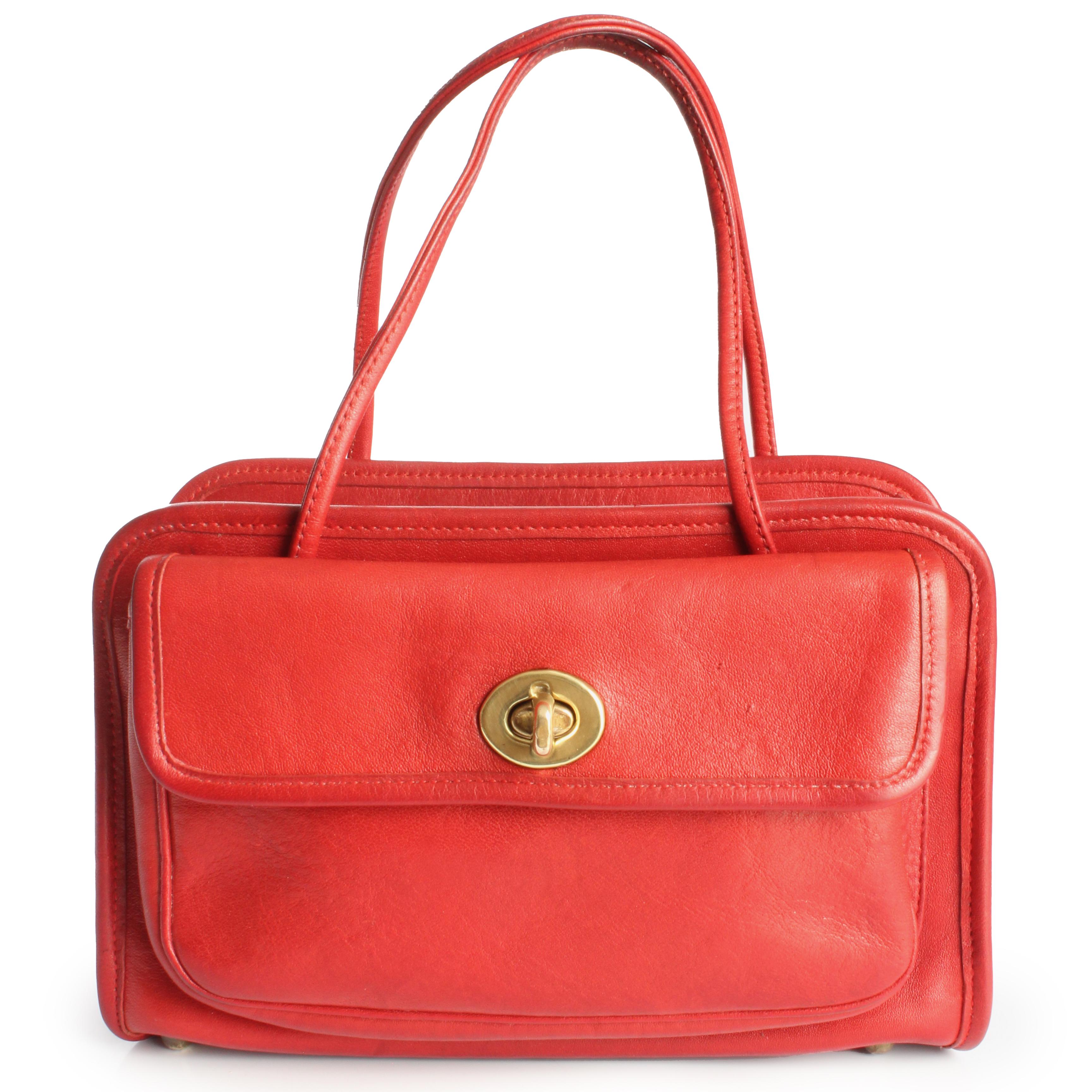 Bonnie Cashin for Coach Mini Safari Tote Red Leather Turn Lock Bag Vintage HTF For Sale 7