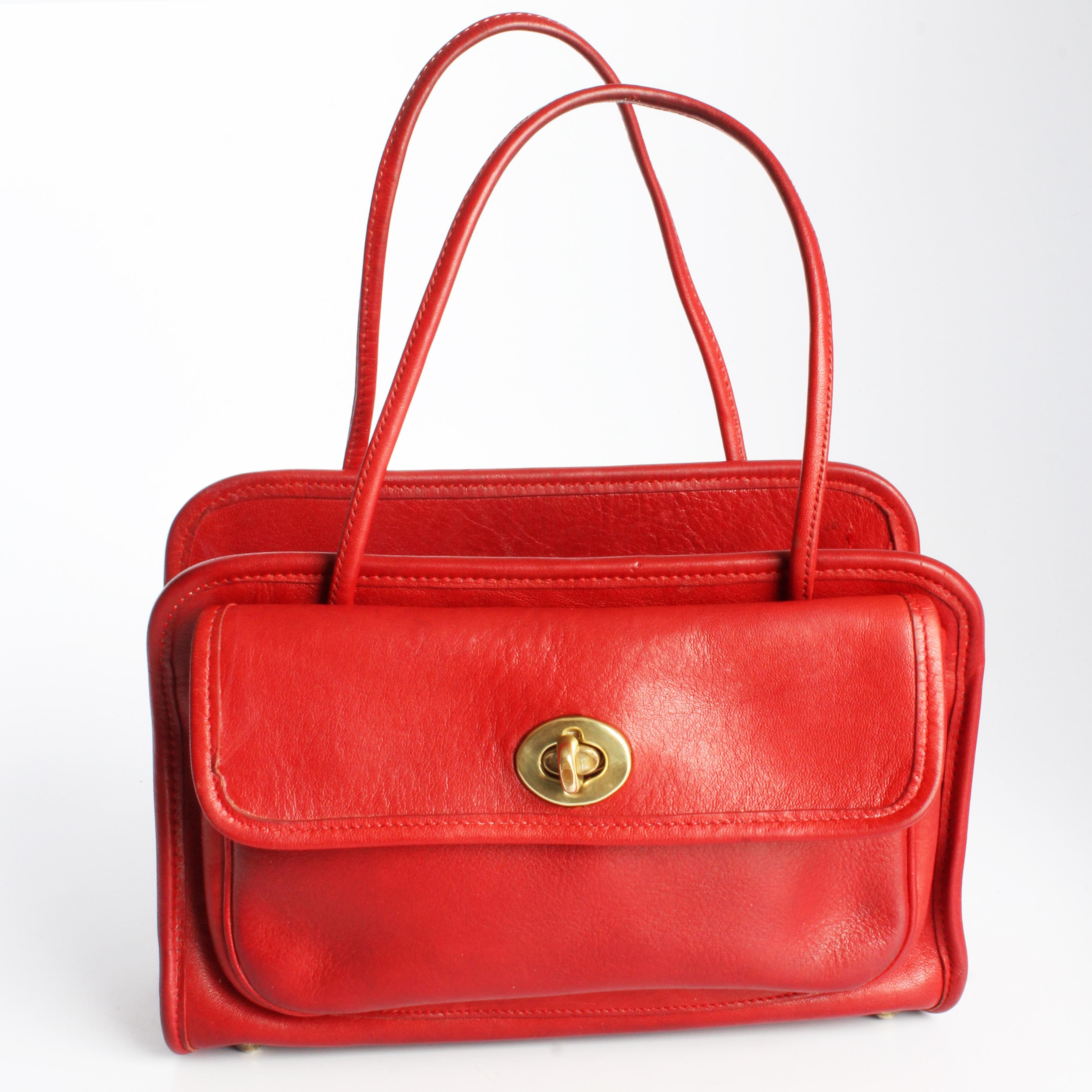 Bonnie Cashin for Coach Mini Safari Tote Red Leather Turn Lock Bag Vintage HTF For Sale 4