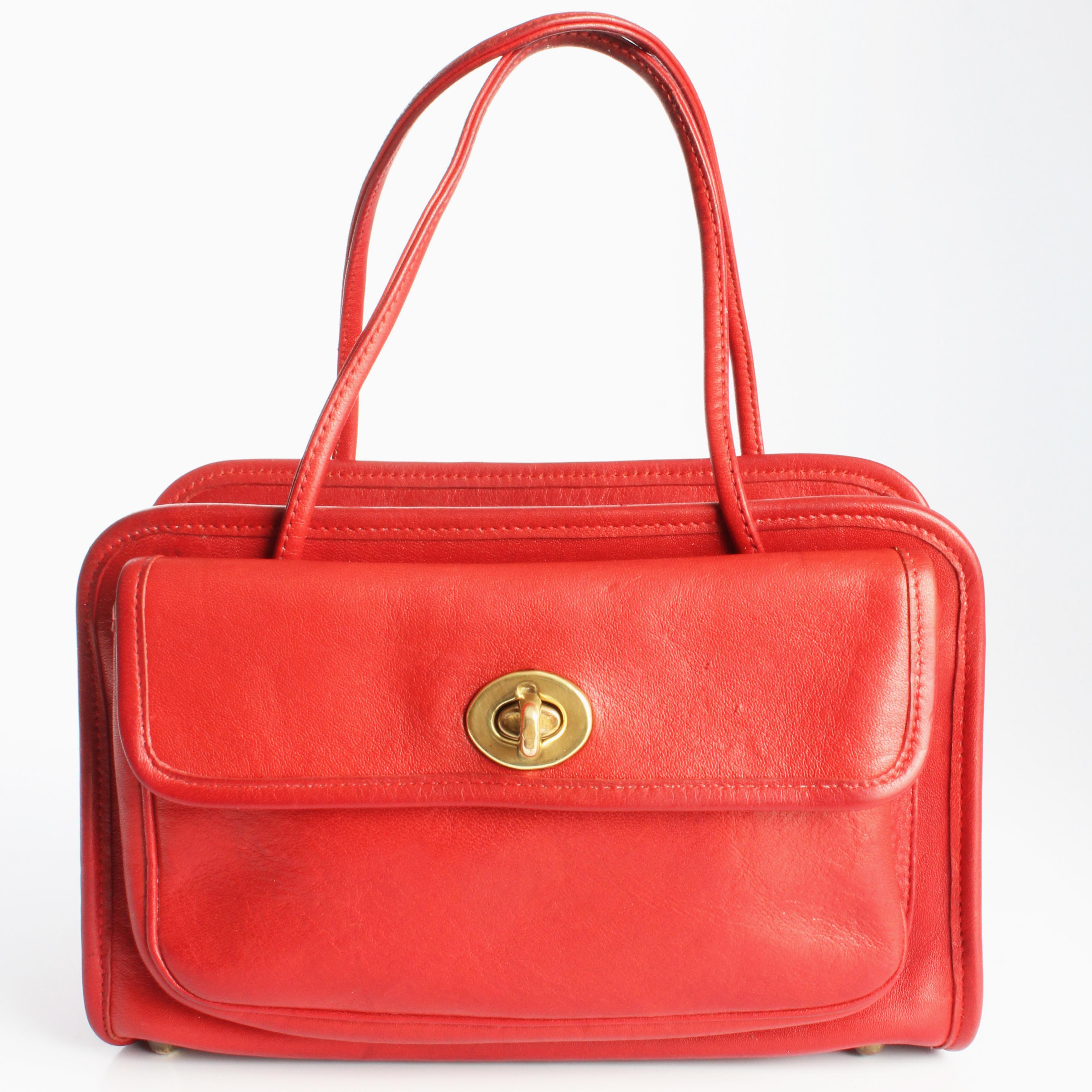 Bonnie Cashin for Coach Mini Safari Tote Red Leather Turn Lock Bag Vintage HTF For Sale 6