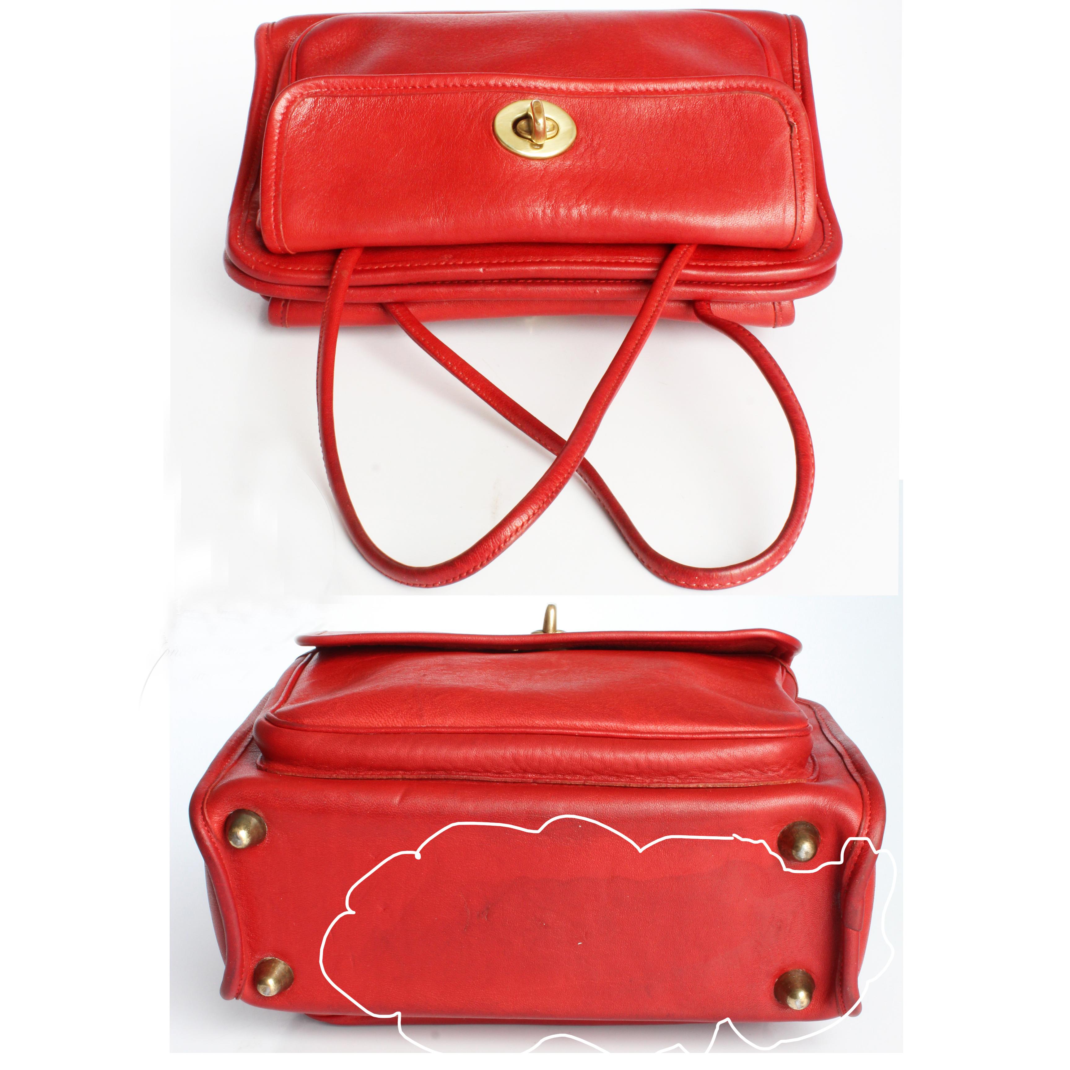 Bonnie Cashin for Coach Mini Safari Tote Red Leather Turn Lock Bag Vintage HTF For Sale 9
