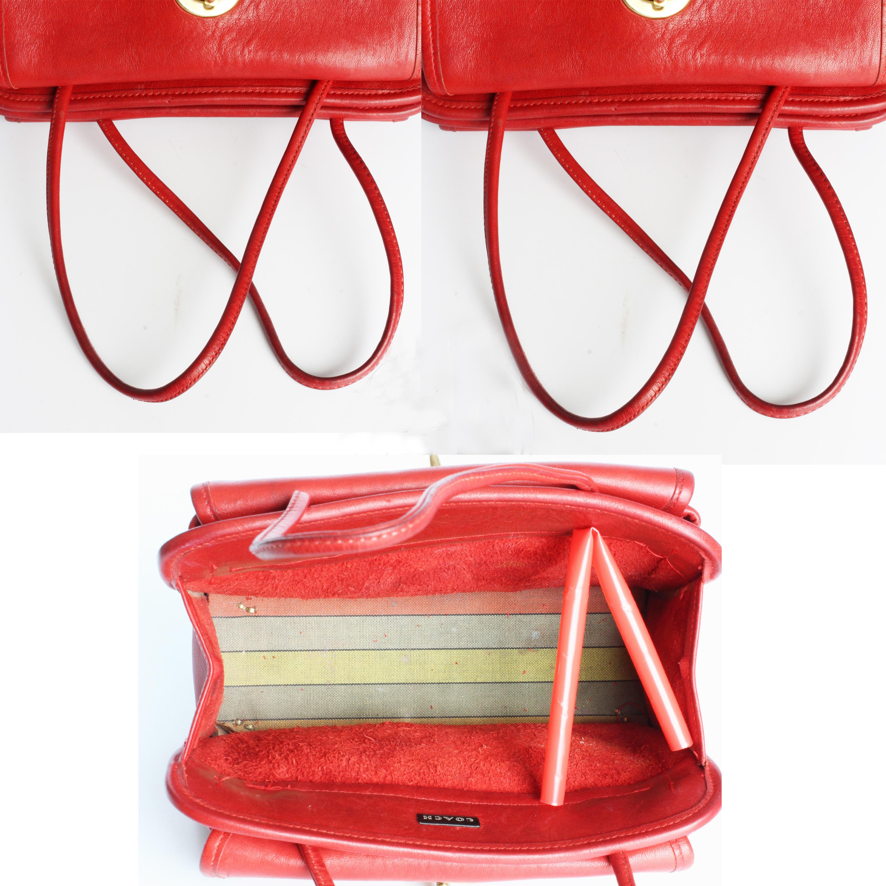 Bonnie Cashin for Coach Mini Safari Tote Red Leather Turn Lock Bag Vintage HTF For Sale 9