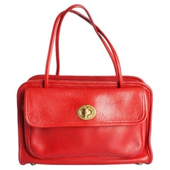 Bonnie Cashin for Coach Mini Safari Tote Red Leather Turn Lock Bag Used HTF