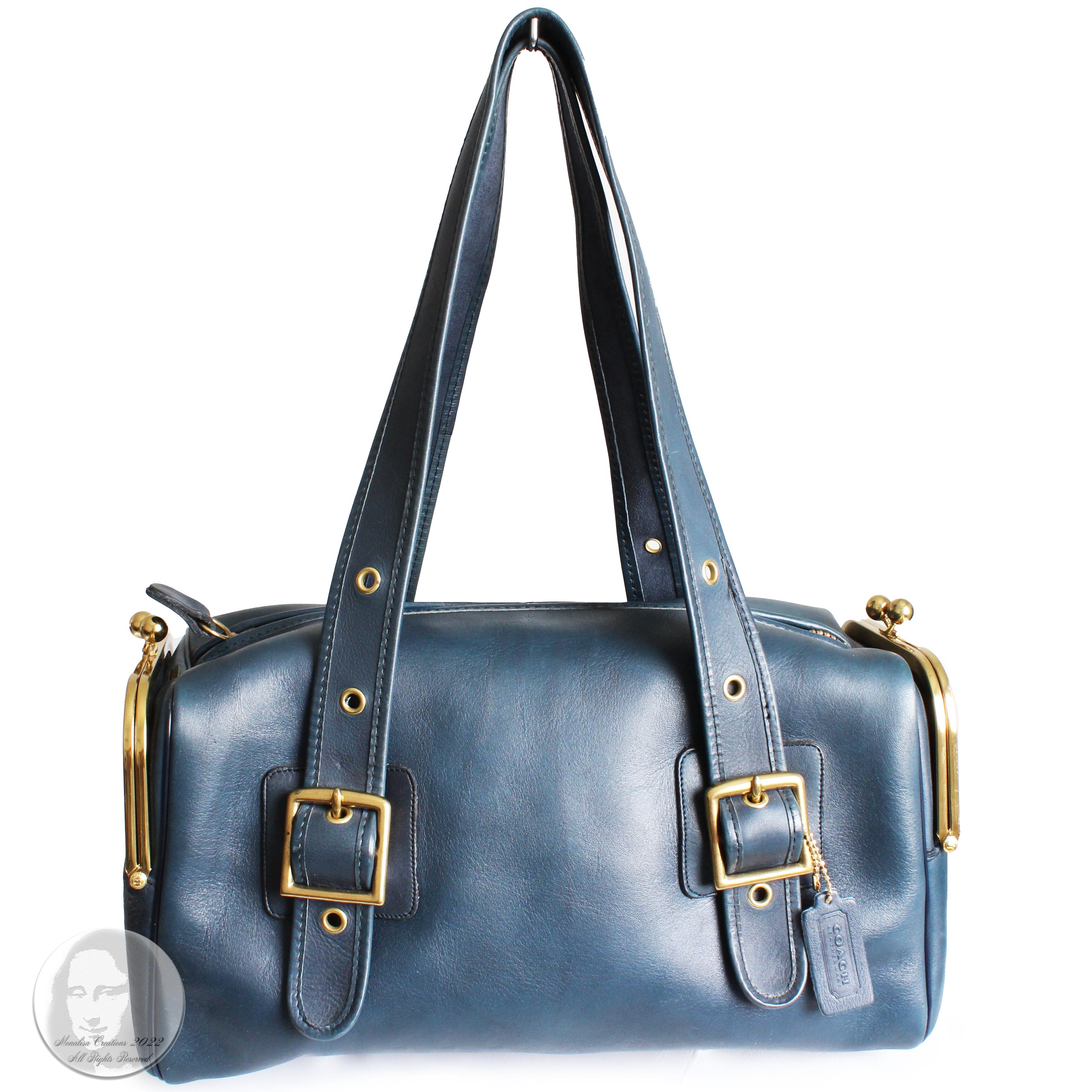 Authentic, preowned, vintage 70s Bonnie Cashin for Coach RFD Mailbox bag or tote. A UNICORN! Coach re-released a newer version of this bag several years back: this is the original bag from the 70s! Pre-creed with metal COACH tag. Hard-to-find blue