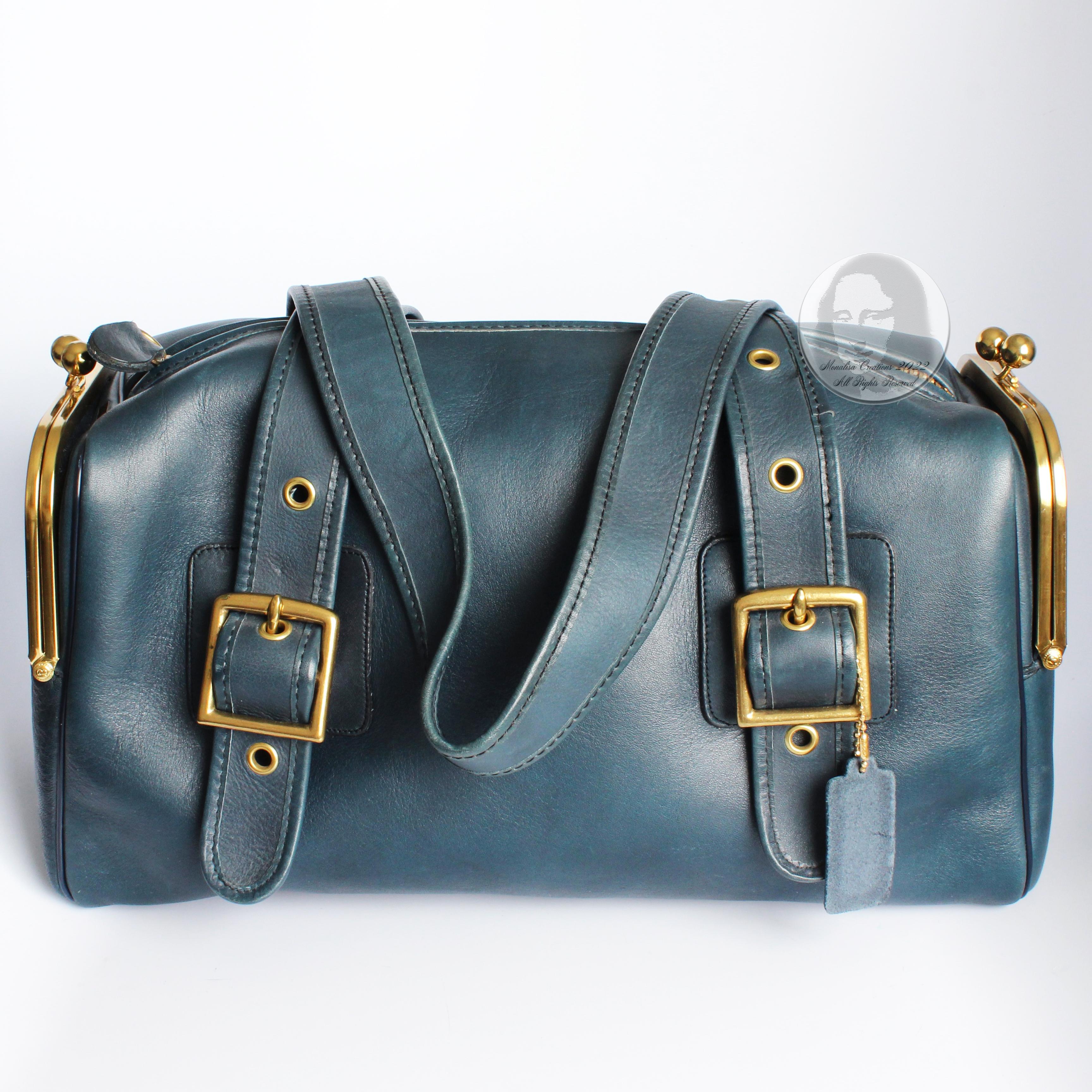 Bonnie Cashin for Coach RFD Mailbox Bag or Tote Teal Blue Leather 70s Vintage  1