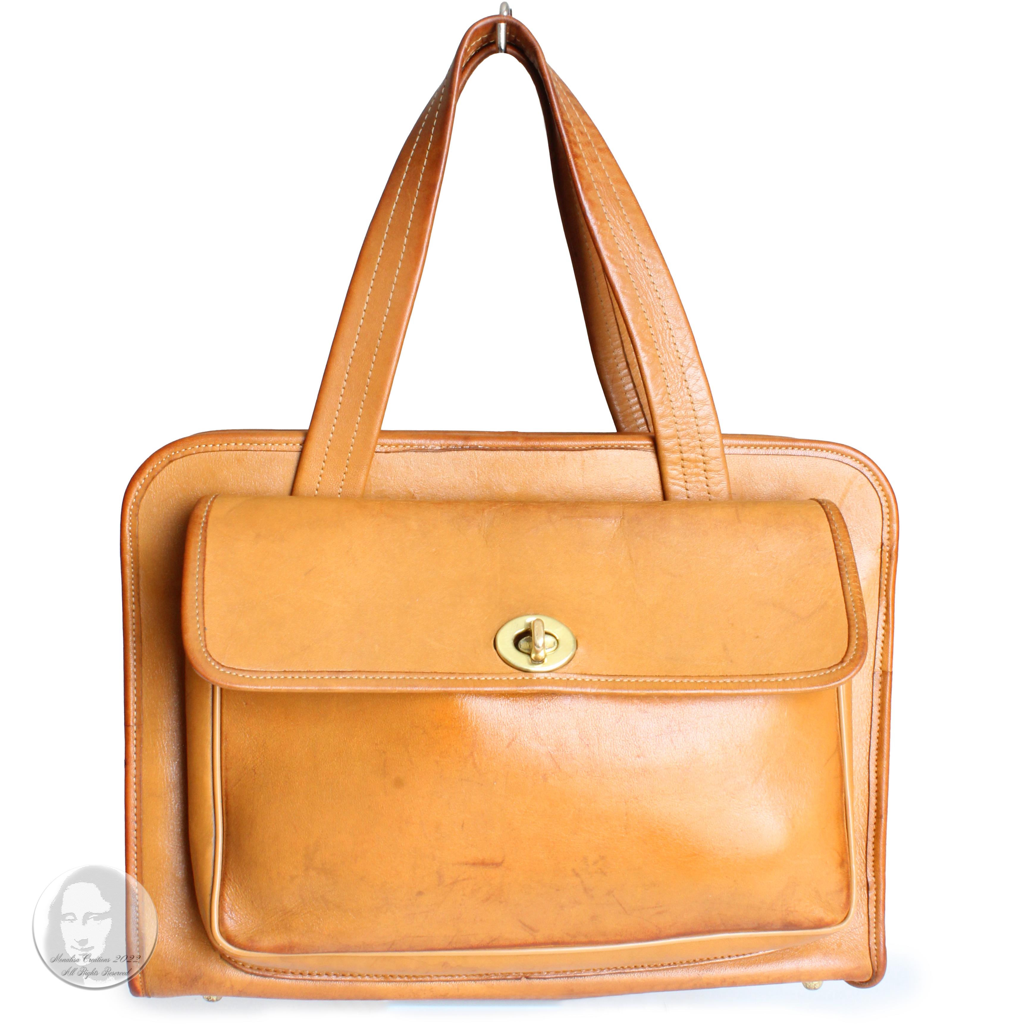 Orange Bonnie Cashin for Coach Safari Bag Double Pocket Speedy British Tan Leather 70s