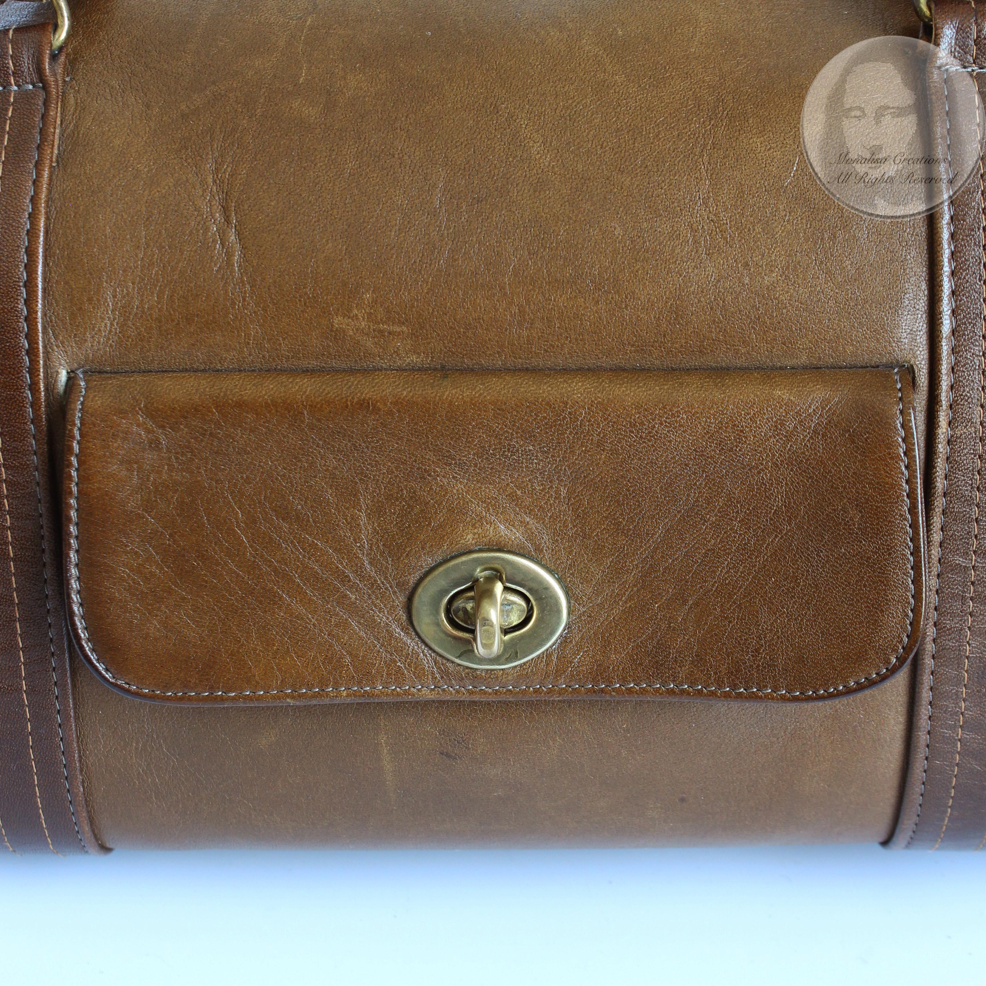 Brown Bonnie Cashin for Coach Safari Bag Duffle Tote Tabac Leather Vintage 1960s Rare