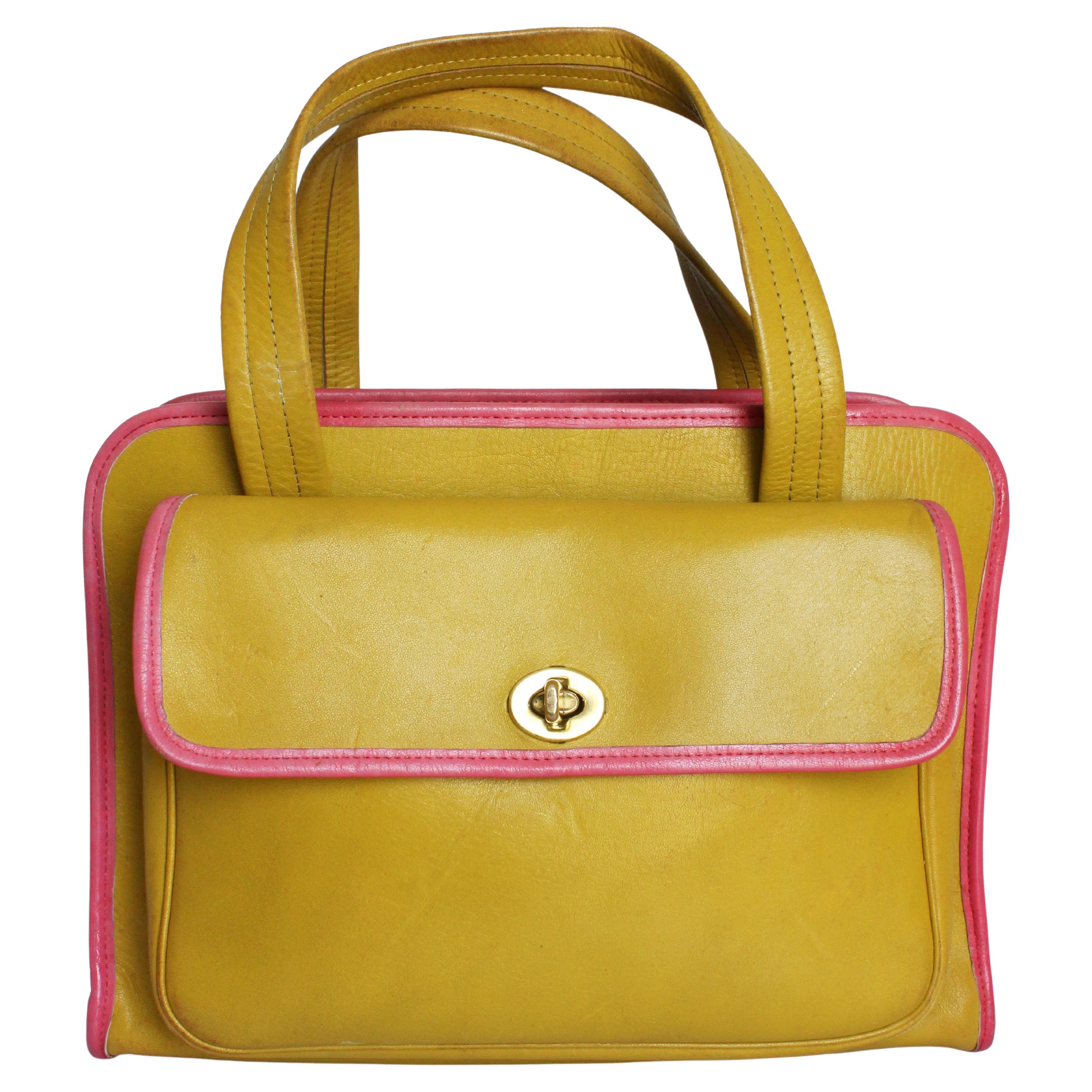 Bonnie Cashin for Coach Kiss Lock Tote Rare Pink Leather Vintage 60s For  Sale at 1stDibs