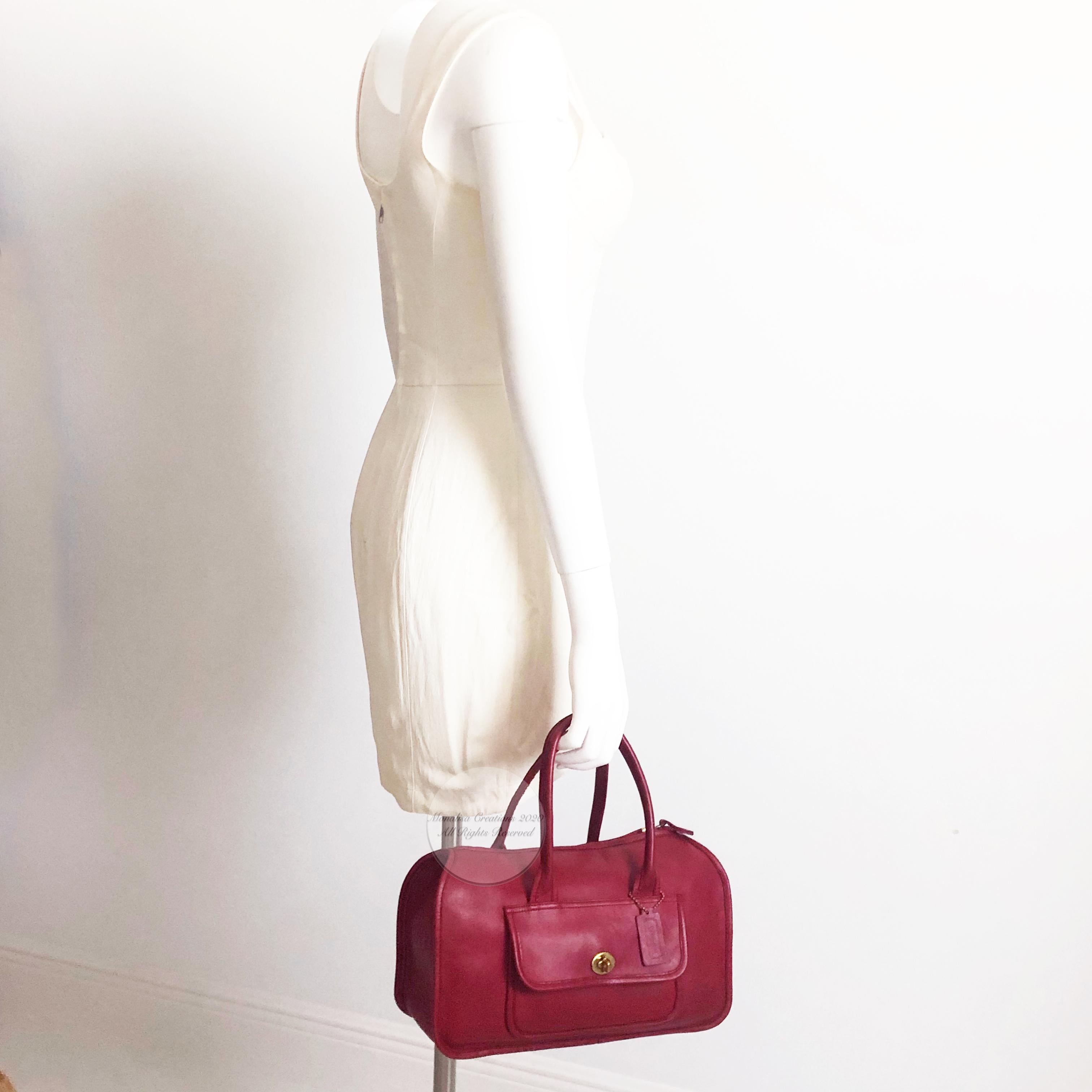 Bonnie Cashin für Coach Satchel Double Side Turn Lock Tote Bag Rotes Leder 60s im Zustand „Gut“ in Port Saint Lucie, FL