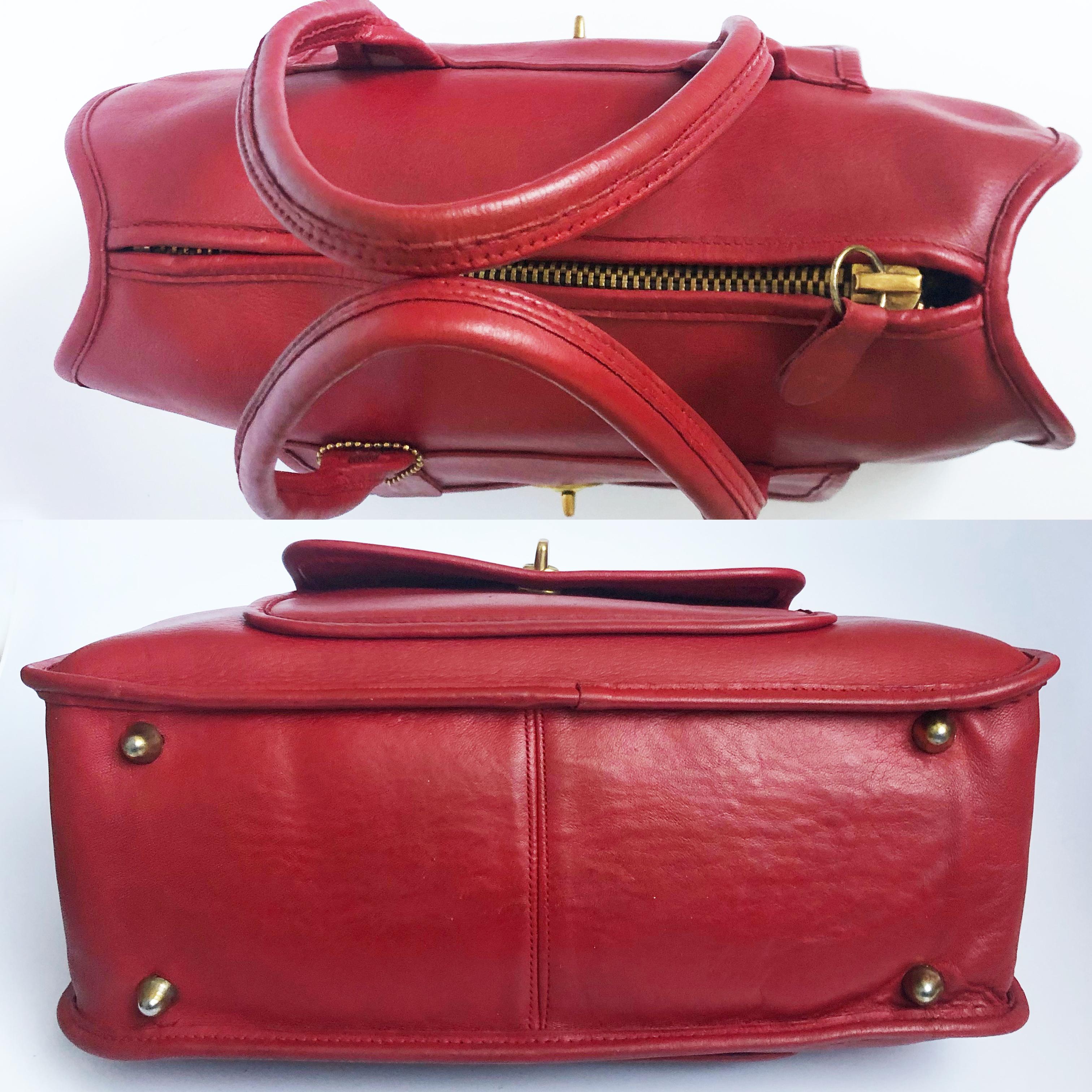 Women's or Men's Bonnie Cashin for Coach Satchel Double Side Turn Lock Tote Bag Red Leather 60s