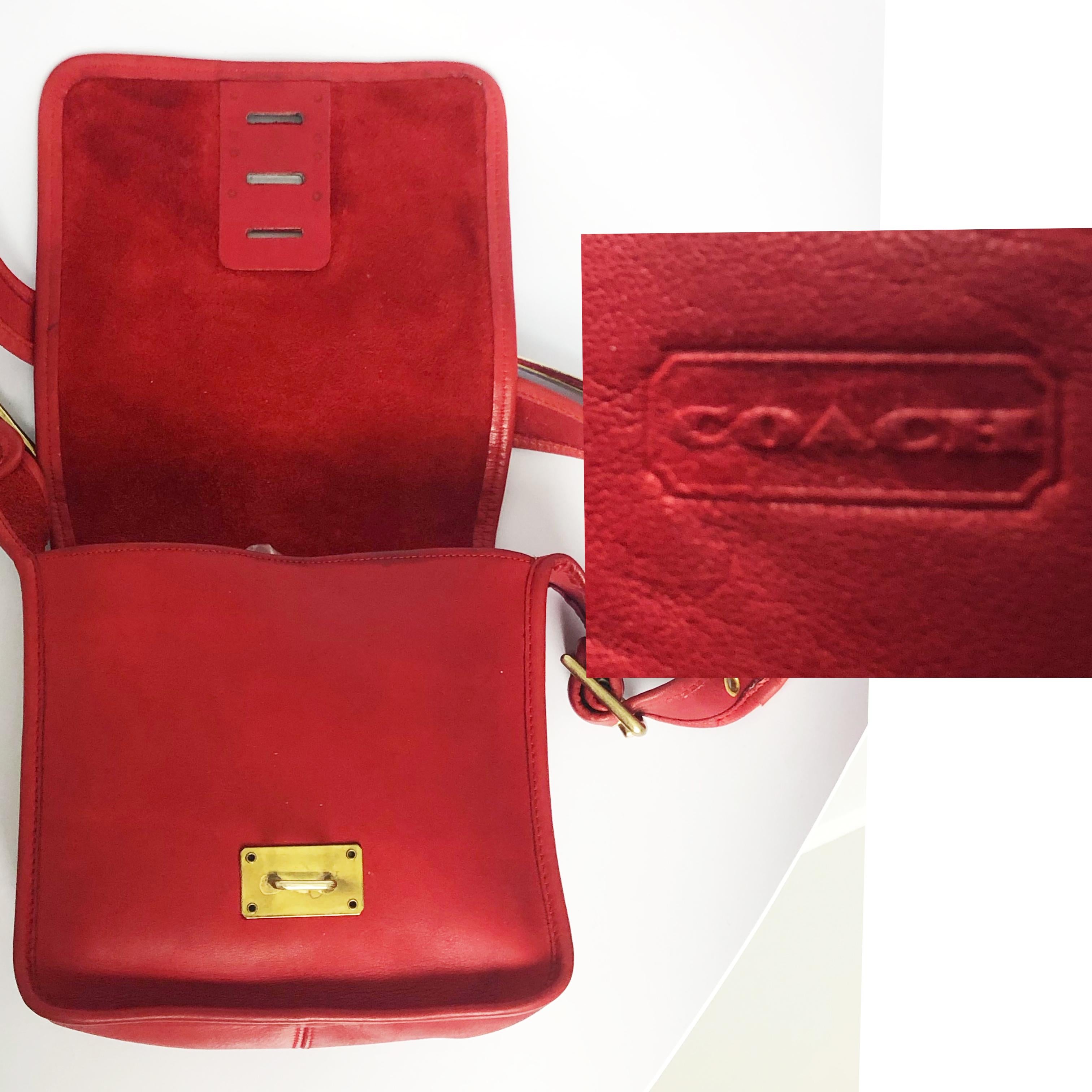 Women's or Men's Bonnie Cashin for Coach Shoulder Bag with Hasp Lock Red Leather Vintage 70s Rare