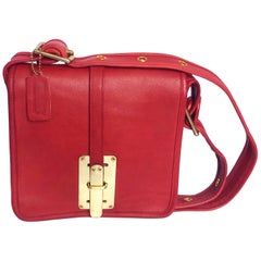 Bonnie Cashin for Coach Shoulder Bag with Hasp Lock Red Leather Vintage 70s Rare