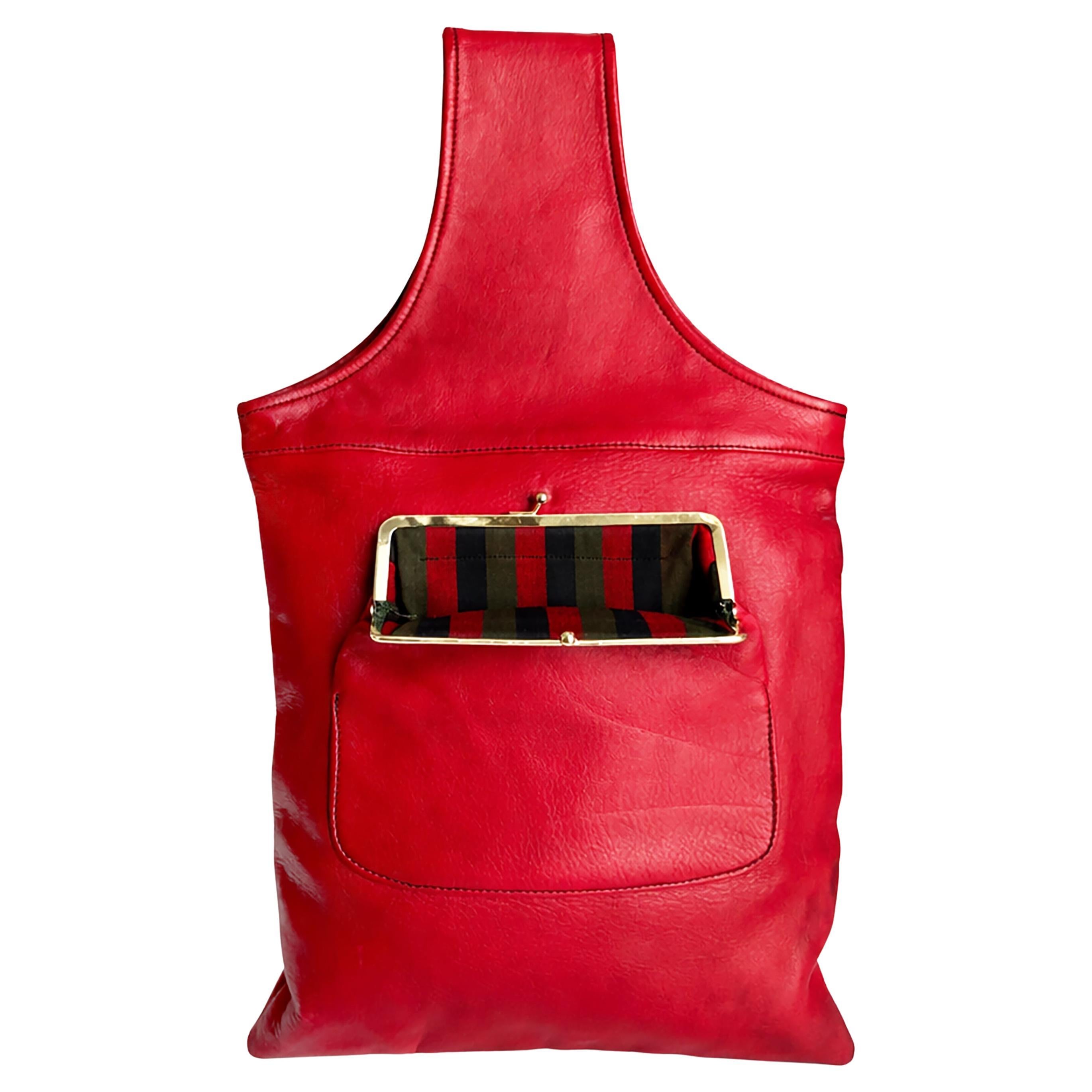 Bonnie Cashin for Coach Sling Bag Cashin Carry Tote Red Leather 1960s Vintage