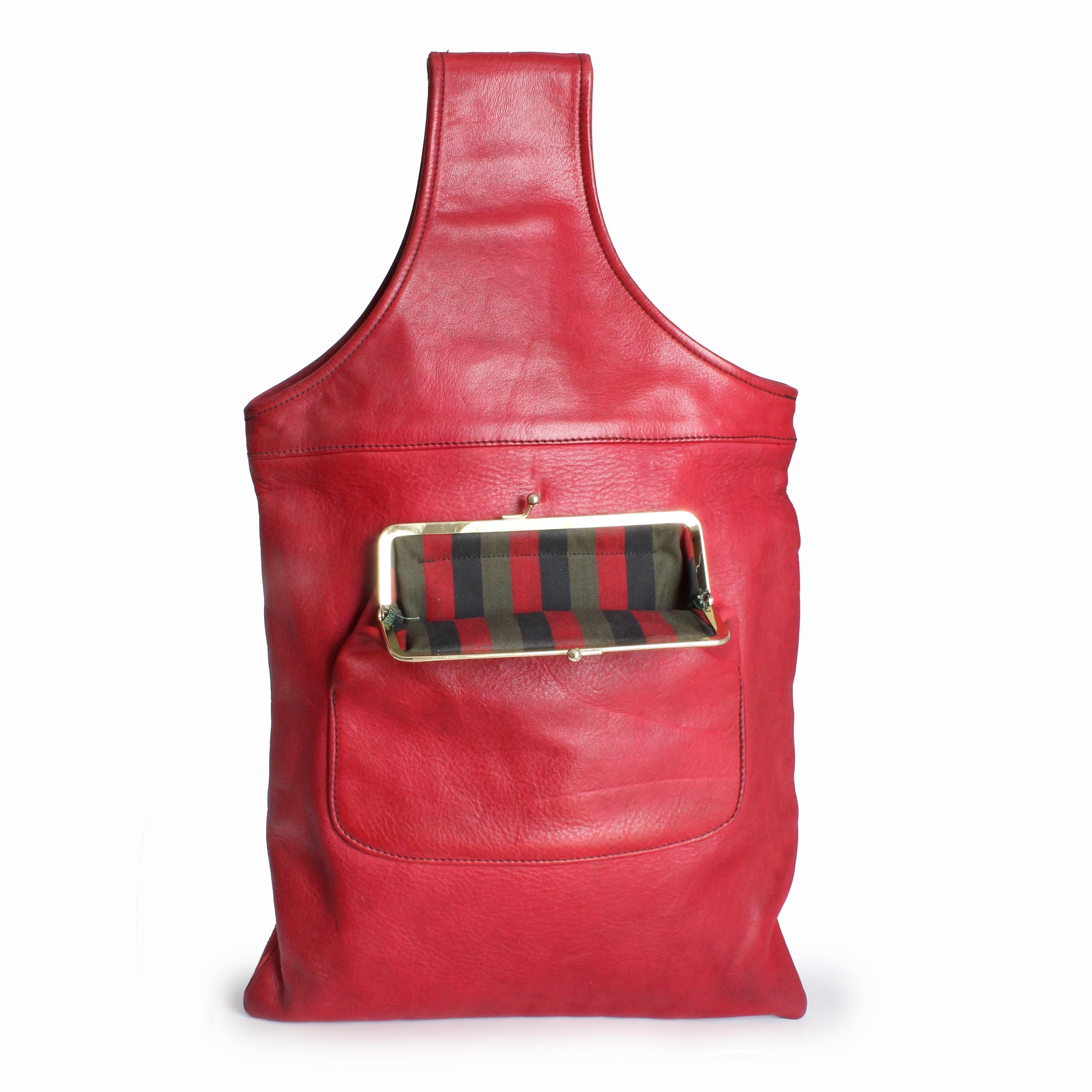 Bonnie Cashin for Coach Sling Bag Tote Dark Red Leather 60s Cashin Carry Rare In Fair Condition For Sale In Port Saint Lucie, FL