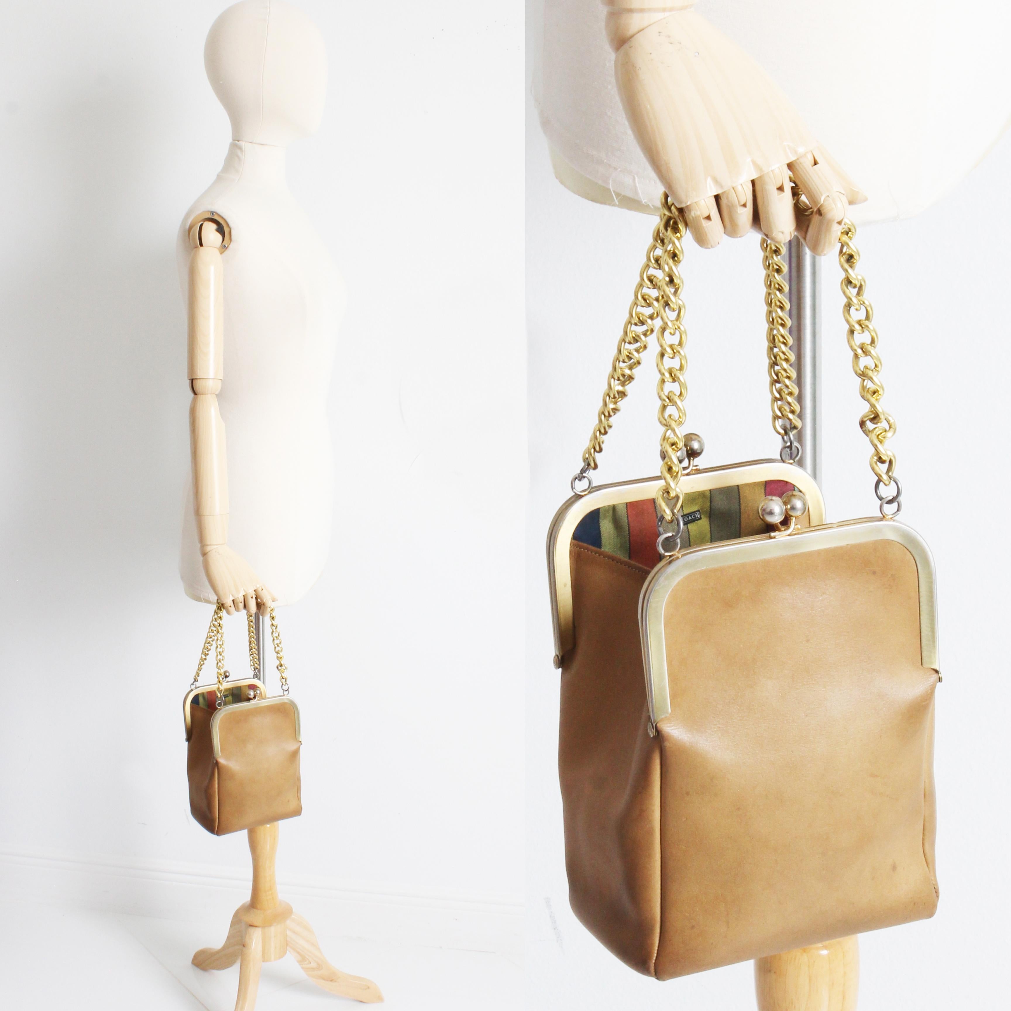 Bonnie Cashin for Coach Small Double Header Tote Bag Chain Strap Vintage 60s HTF For Sale 1