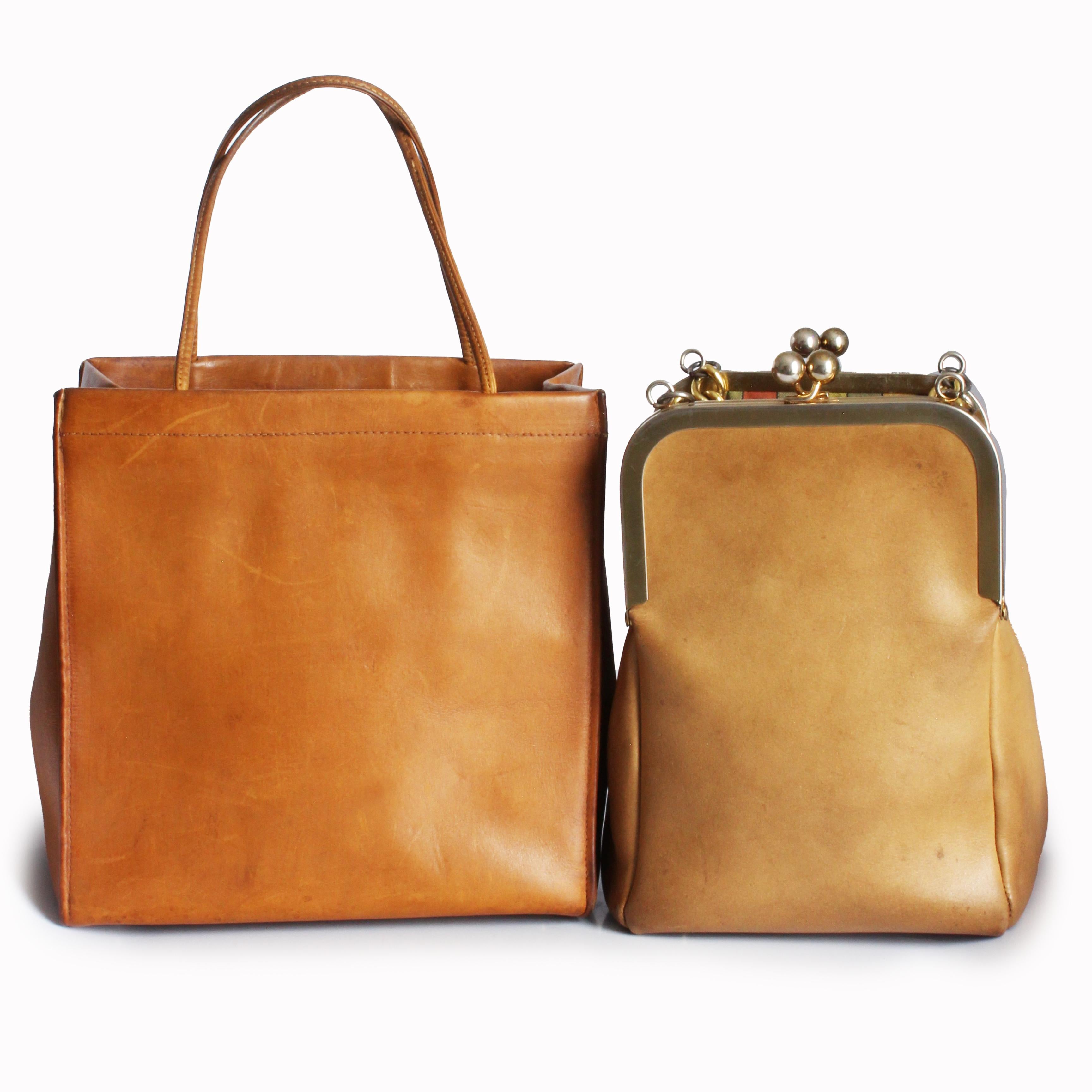 Marron Petit sac fourre-tout à double tête Bonnie Cashin pour Coach Vintage 60s HTF en vente