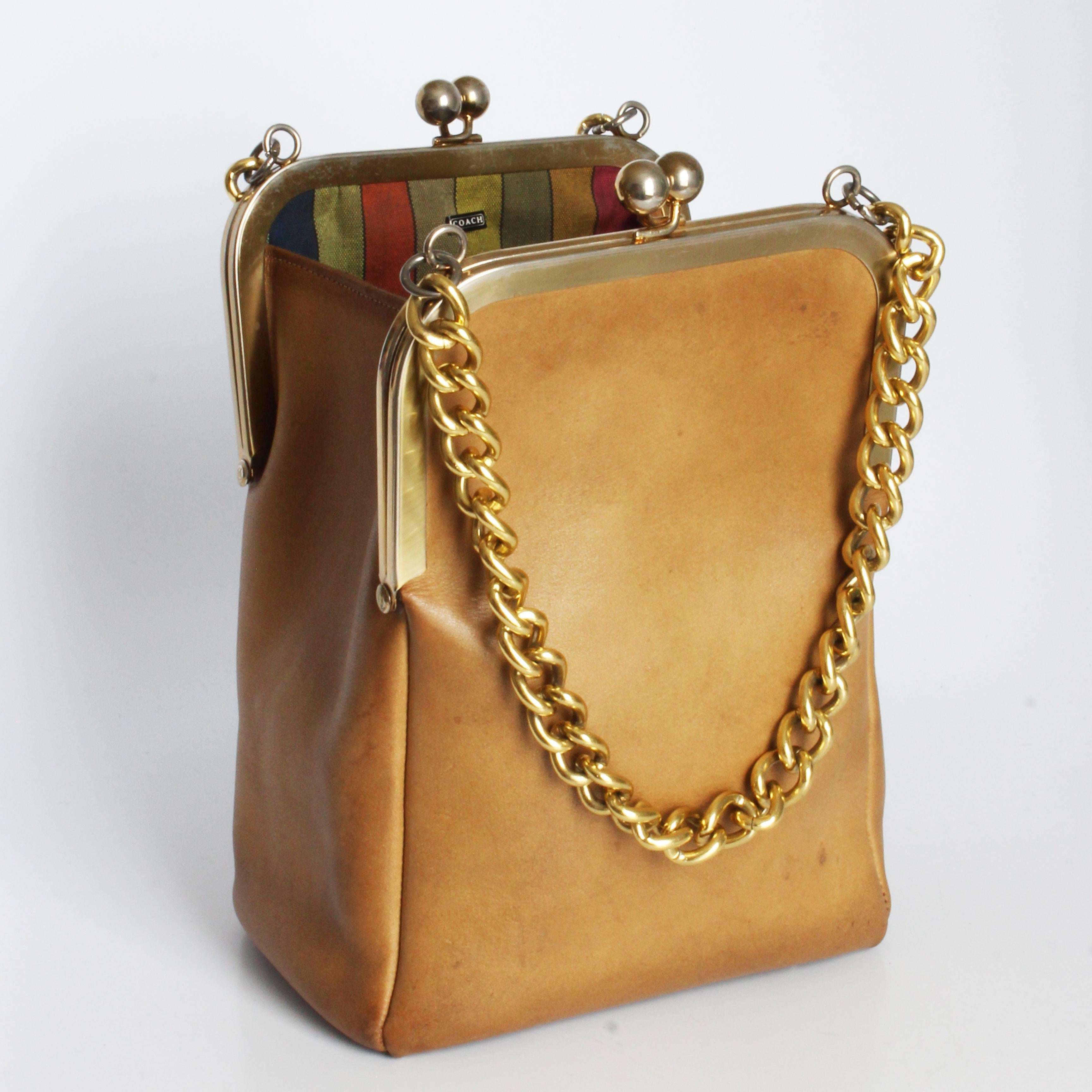 Bonnie Cashin for Coach Small Double Header Tote Bag Chain Strap Vintage 60s HTF For Sale 2