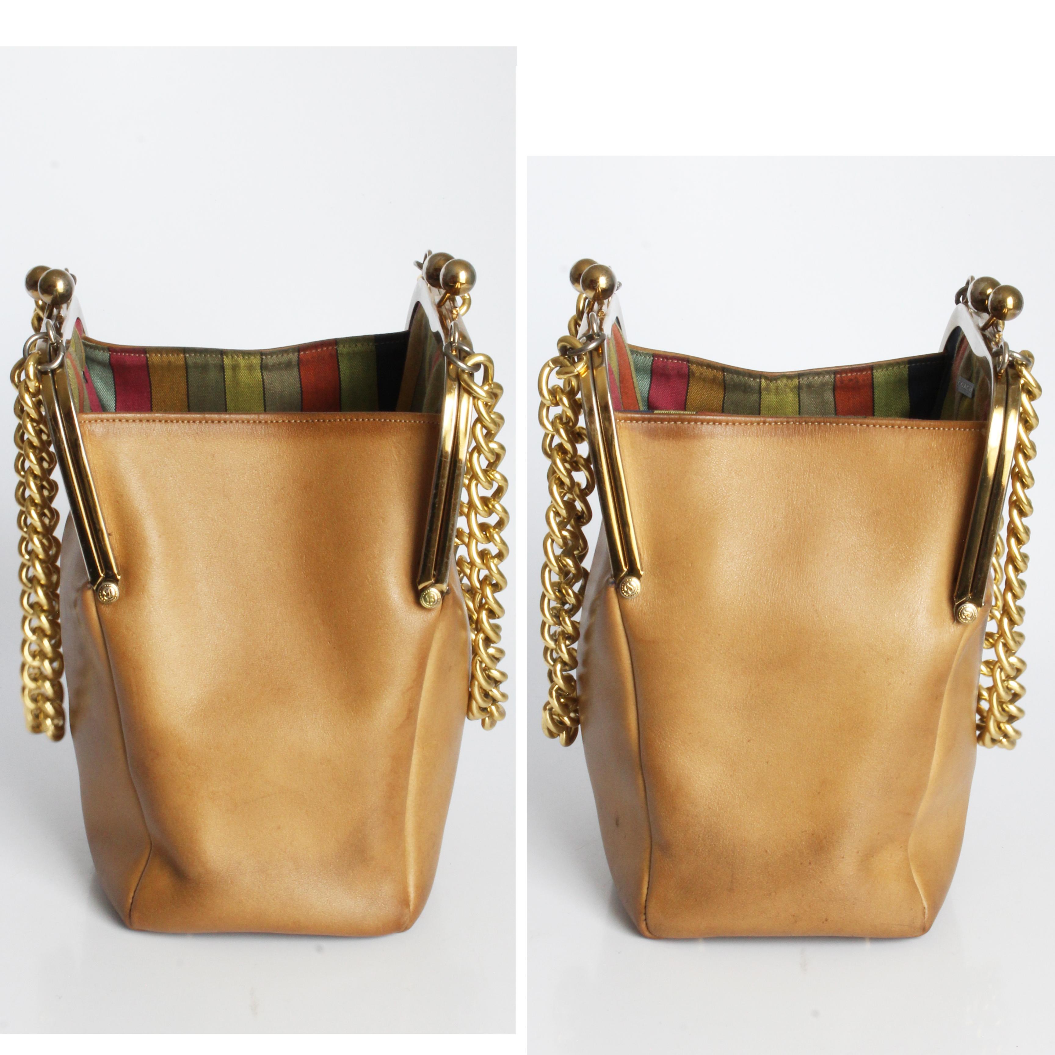 Bonnie Cashin for Coach Small Double Header Tote Bag Chain Strap Vintage 60s HTF For Sale 3
