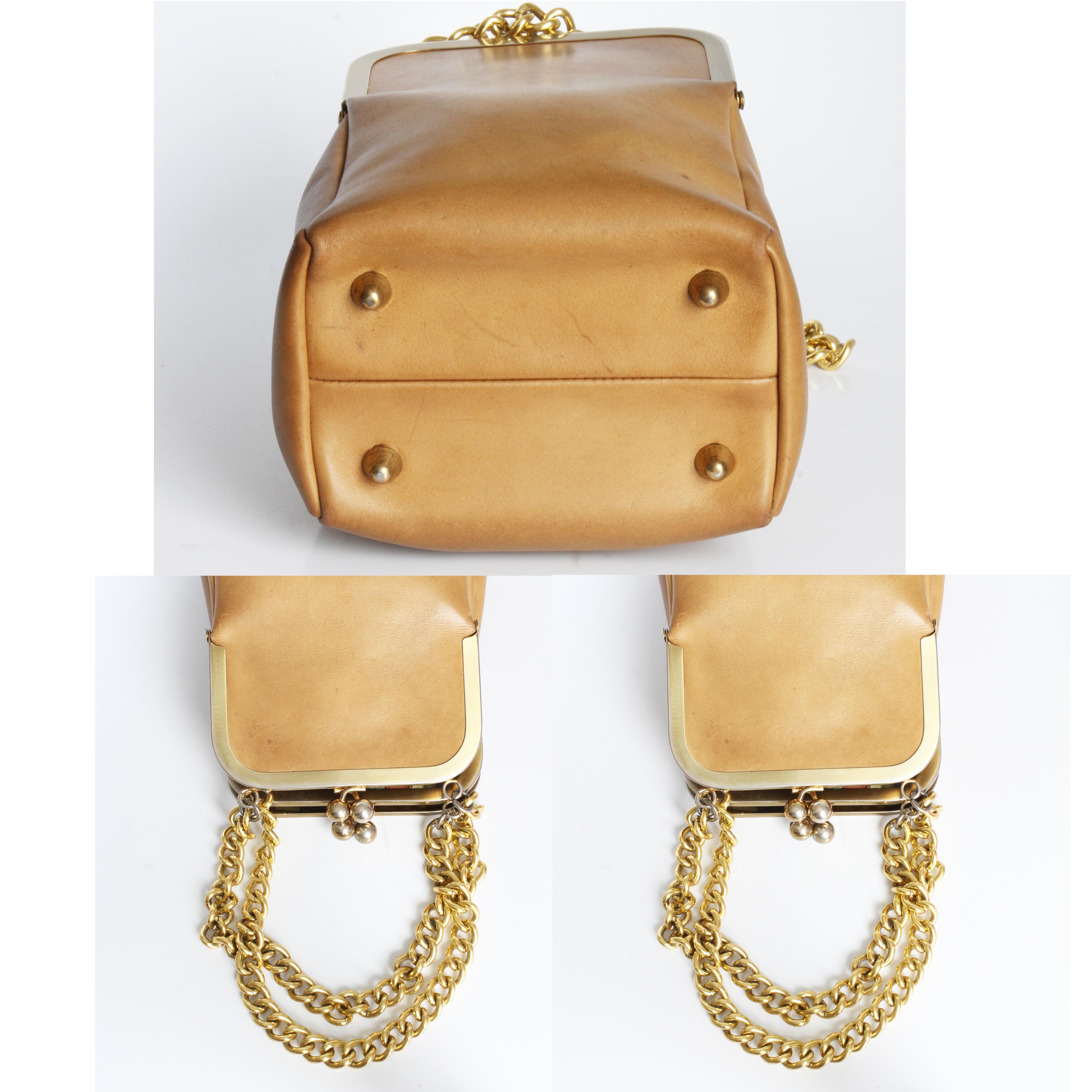 Bonnie Cashin for Coach Small Double Header Tote Bag Chain Strap Vintage 60s HTF For Sale 5