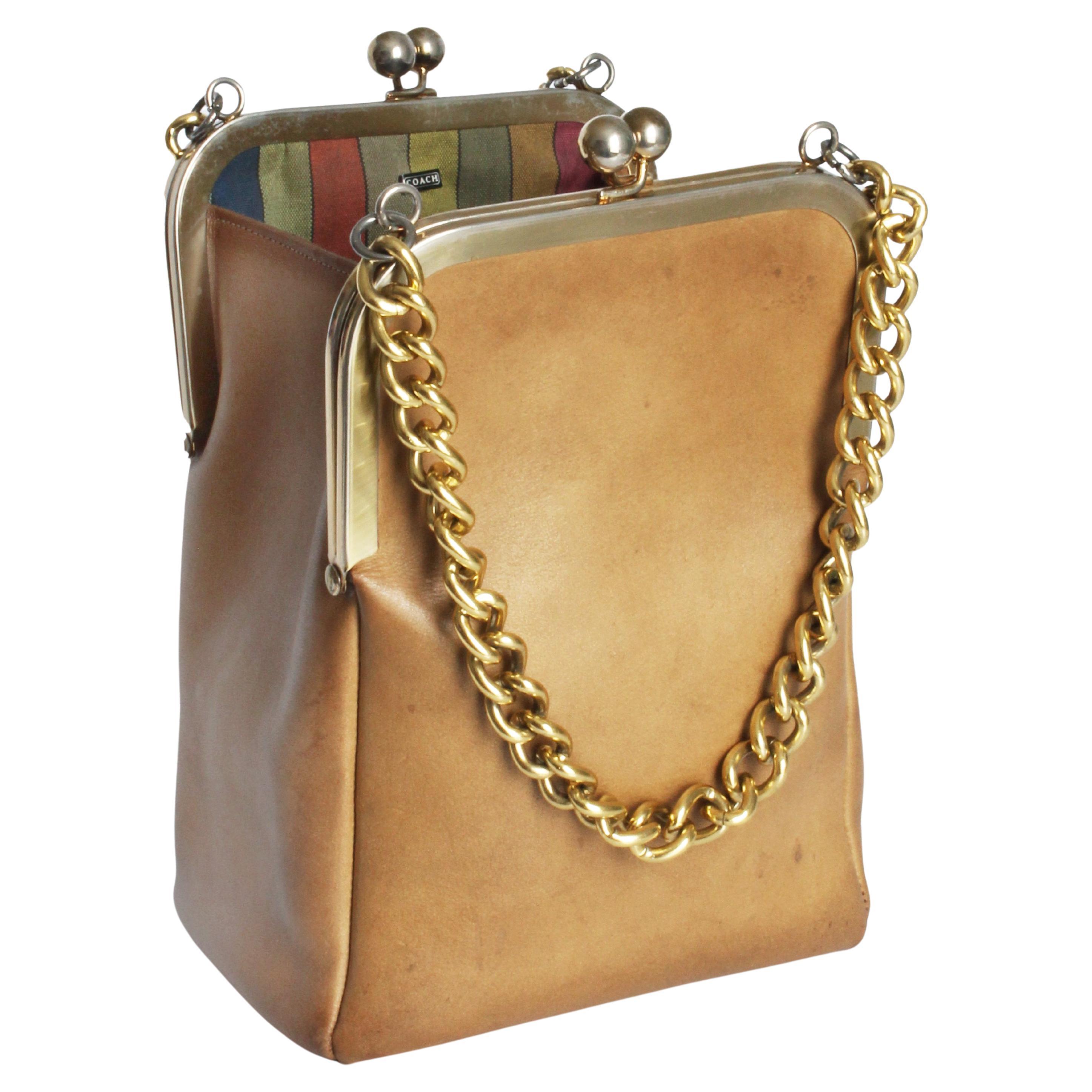 Bonnie Cashin for Coach Small Double Header Tote Bag Chain Strap Vintage 60s HTF For Sale