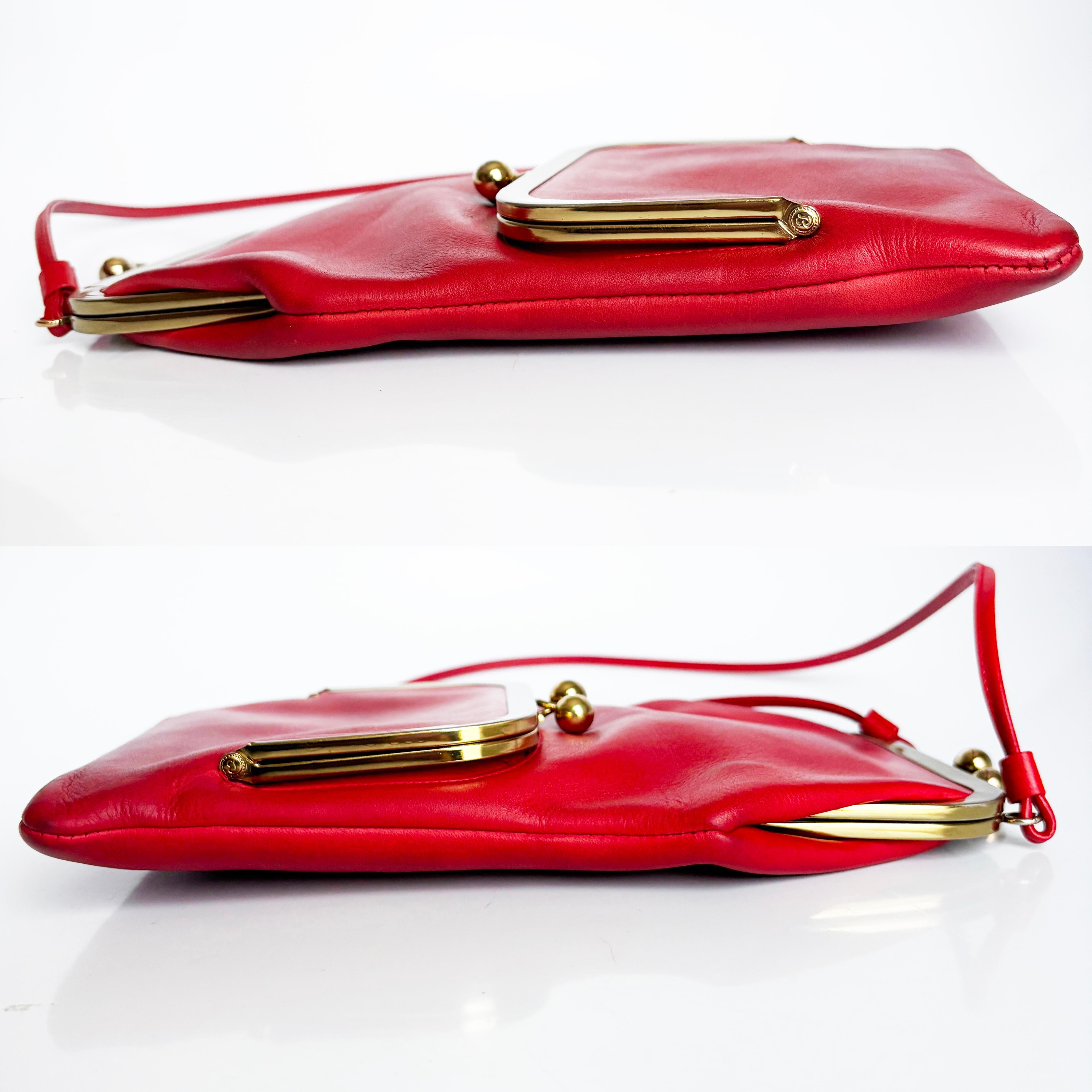 Bonnie Cashin für Coach Swinger Tasche mit doppeltem Rahmen und Kissenschloss aus rotem Leder Vintage im Angebot 6