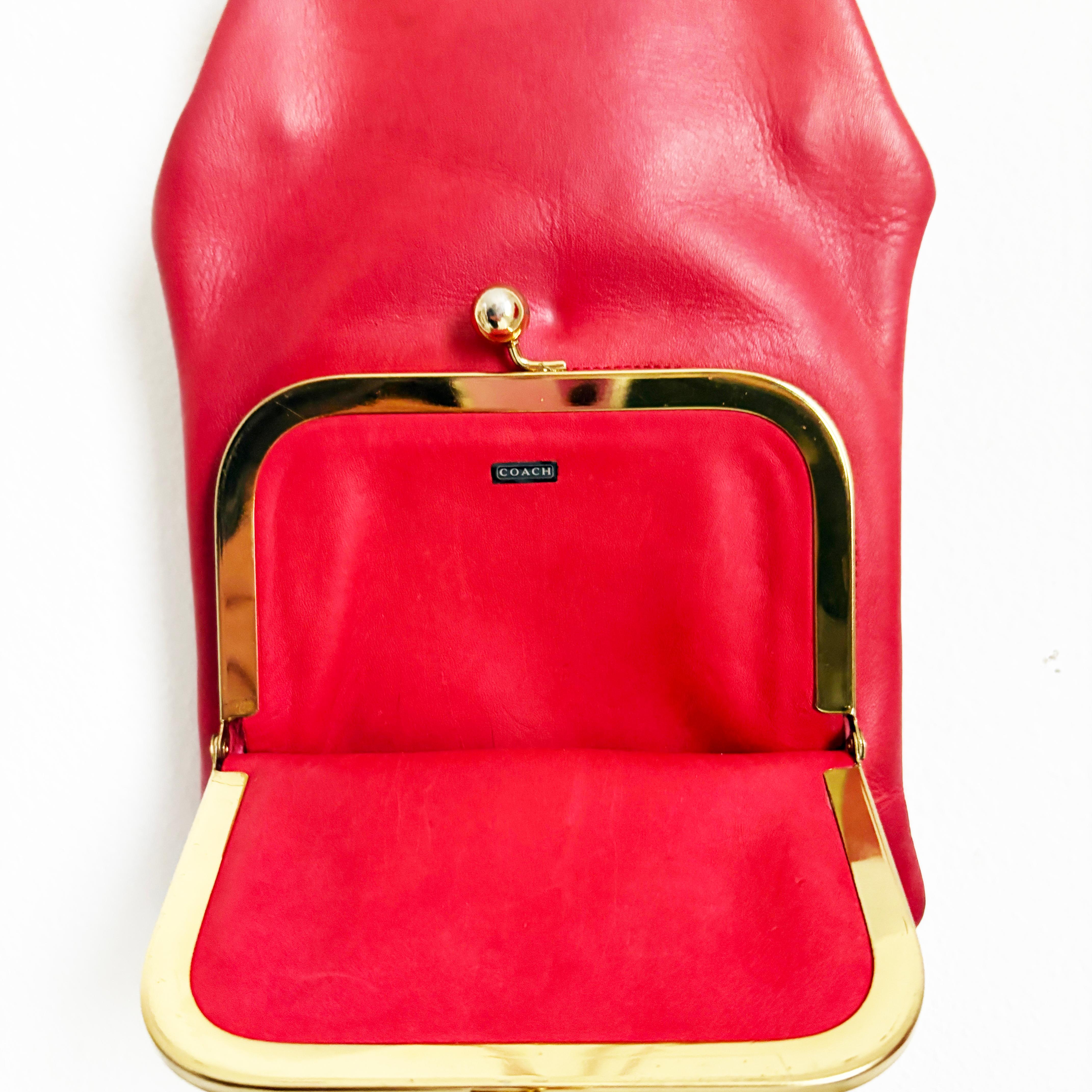 Bonnie Cashin für Coach Swinger Tasche mit doppeltem Rahmen und Kissenschloss aus rotem Leder Vintage im Angebot 3