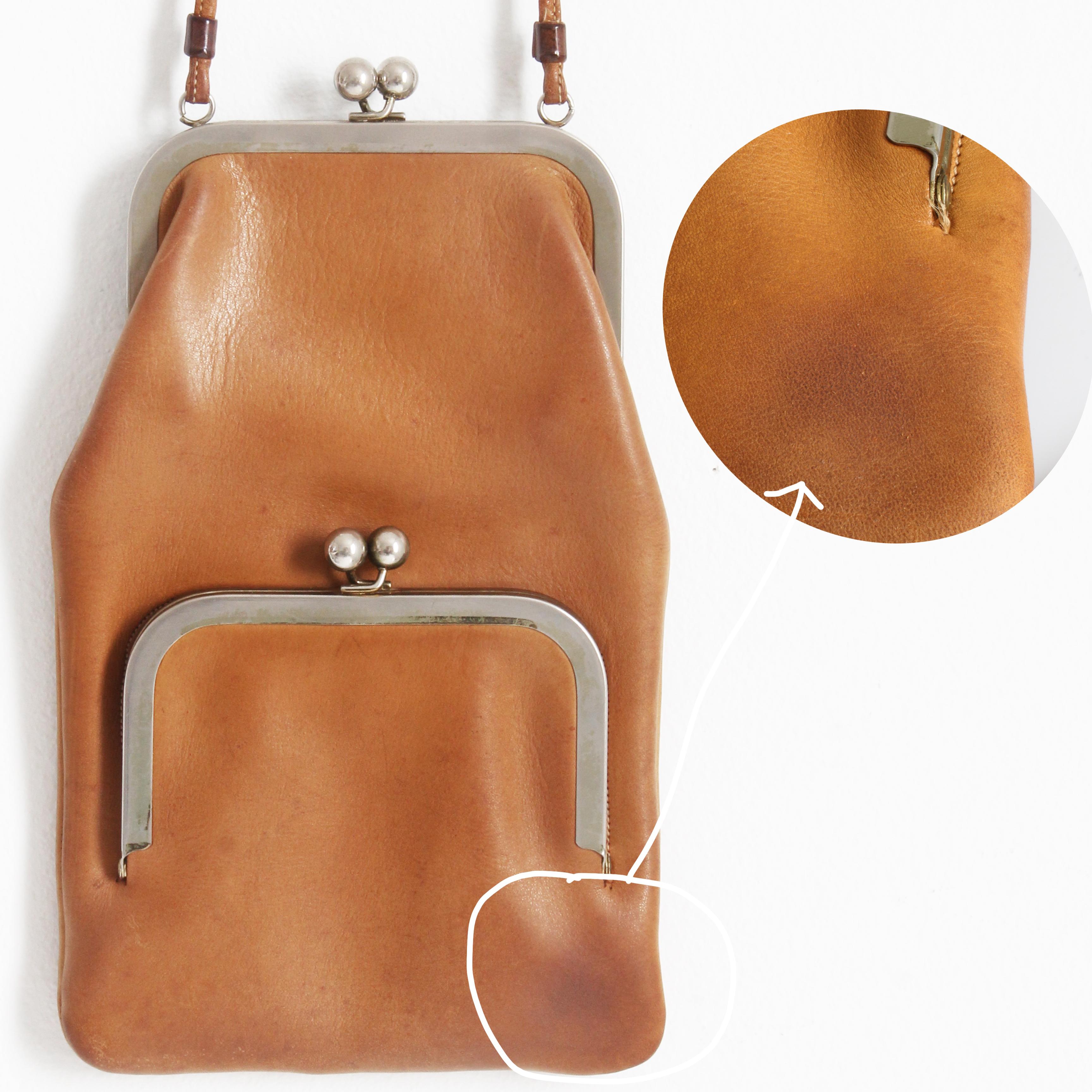 Bonnie Cashin for Coach Swinger Bag Double Frame Kiss Lock Tan Leather Vintage 8