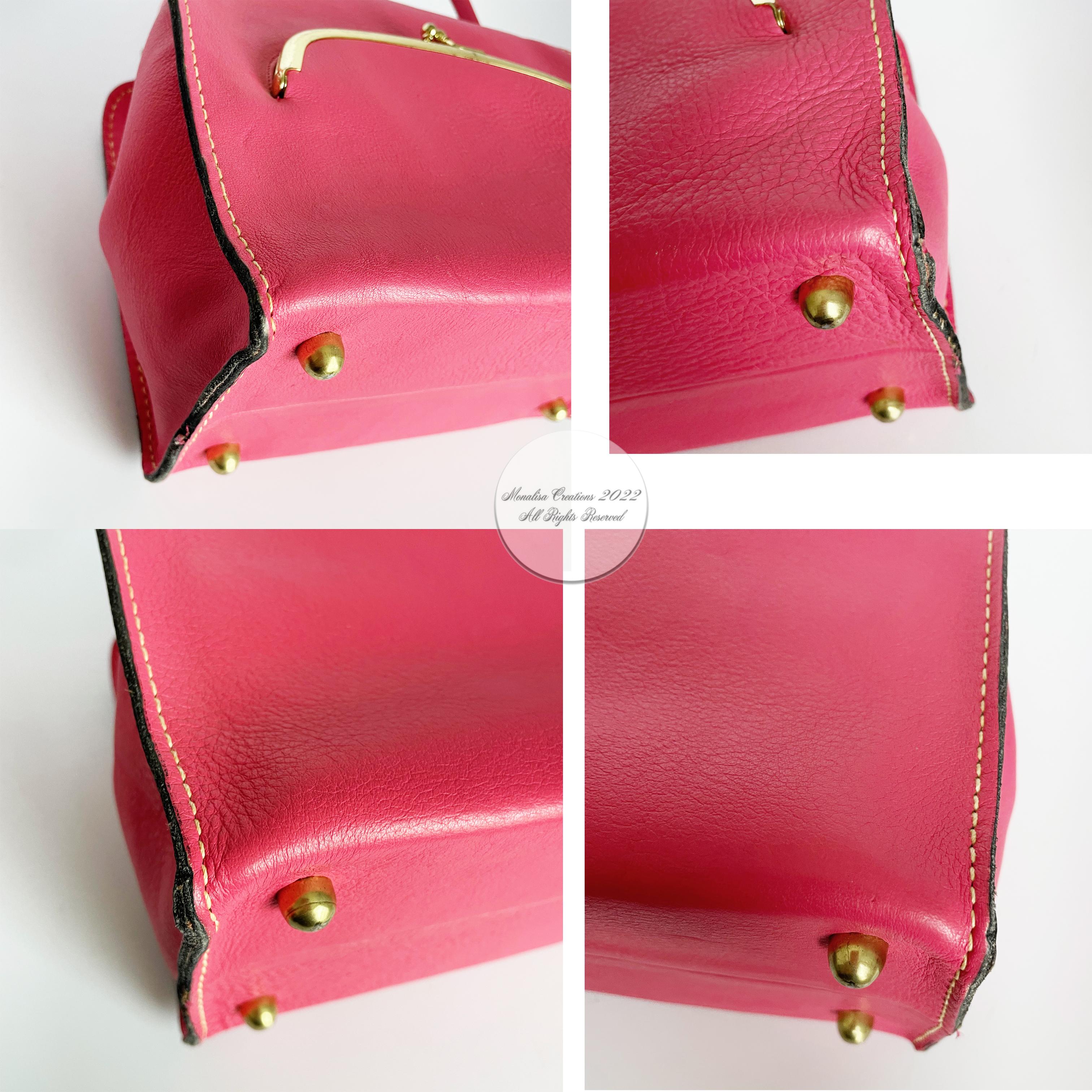 Bonnie Cashin for Coach Tote Bag Cashin Carry Scissor Frame Bag Pink Leather 60s 6