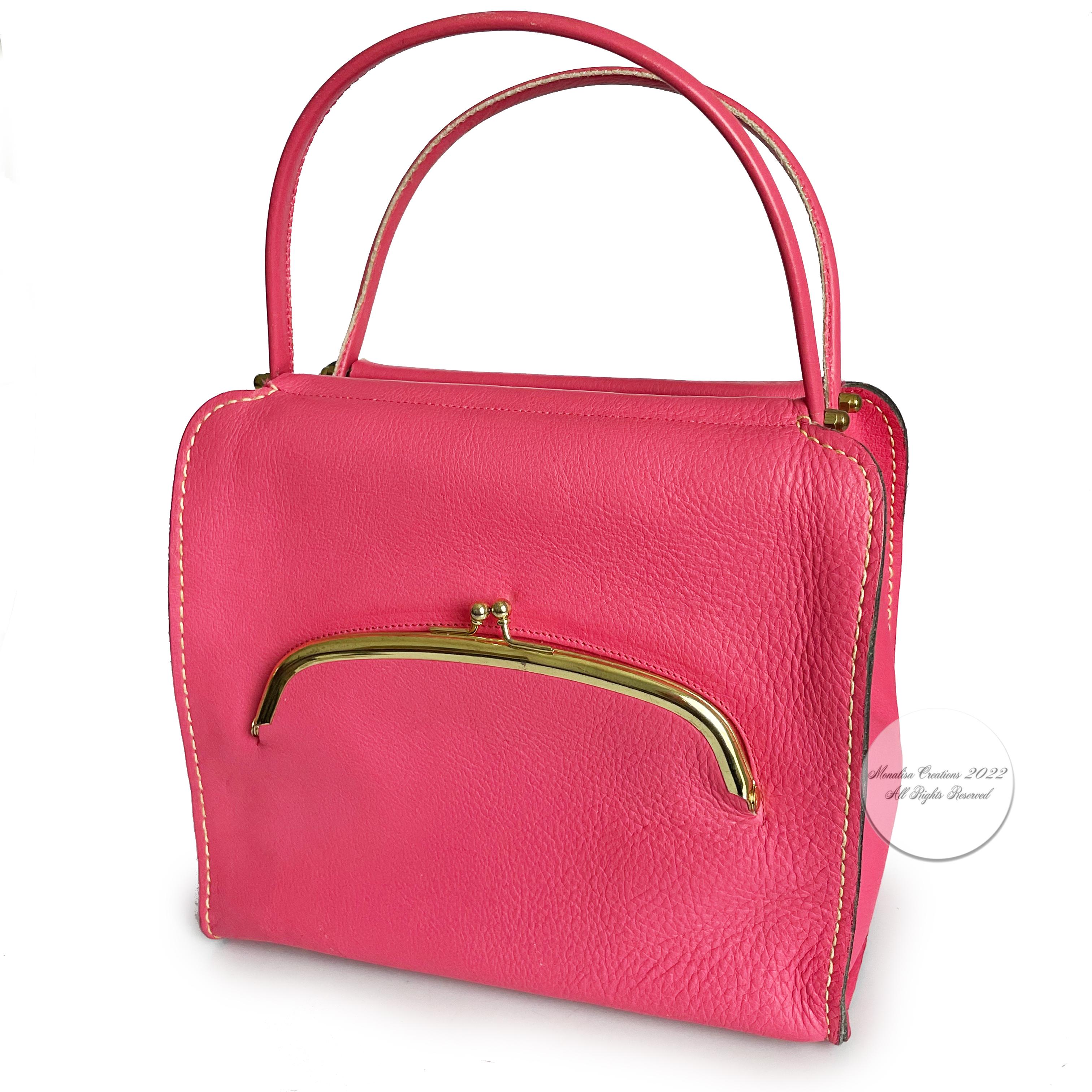 Bonnie Cashin for Coach Tote Bag Cashin Carry Scissor Frame Bag Pink Leather 60s 2