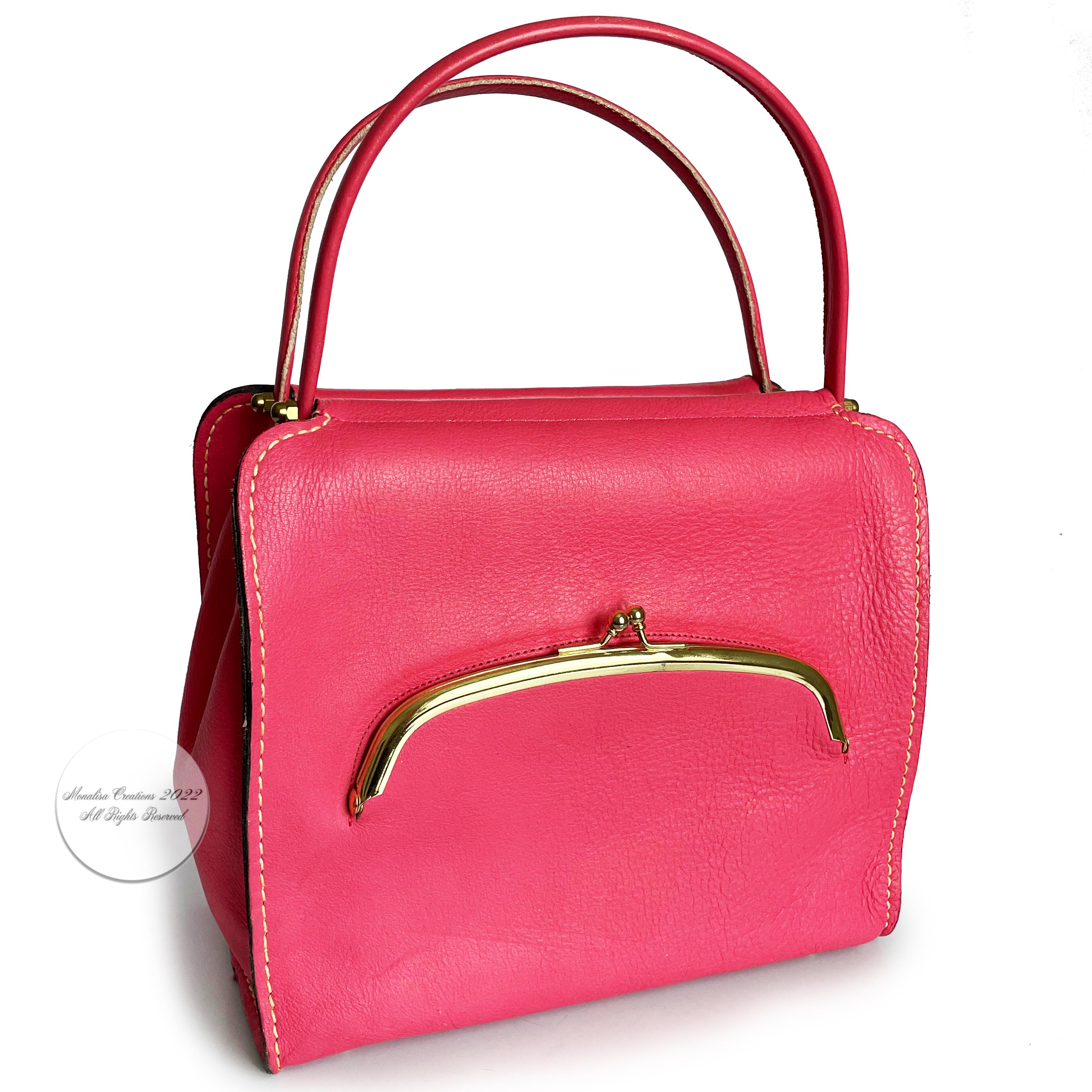 Bonnie Cashin for Coach Tote Bag Cashin Carry Scissor Frame Bag Pink Leather 60s 3