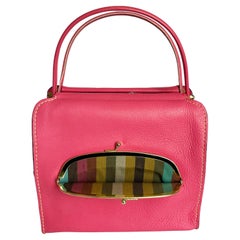 Vintage Bonnie Cashin for Coach Tote Bag Cashin Carry Scissor Frame Bag Pink Leather 60s