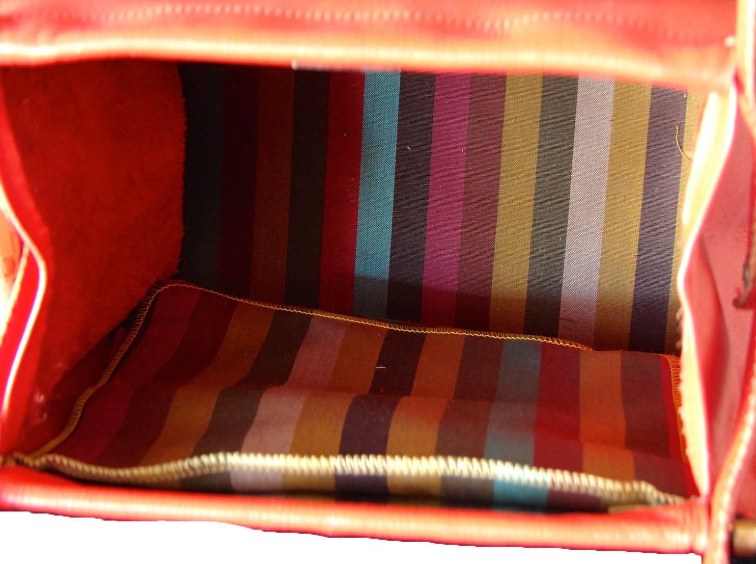Bonnie Cashin pour Coach - Sac fourre-tout en cuir rouge avec cadre ciseau, sac cabas, 1966 5