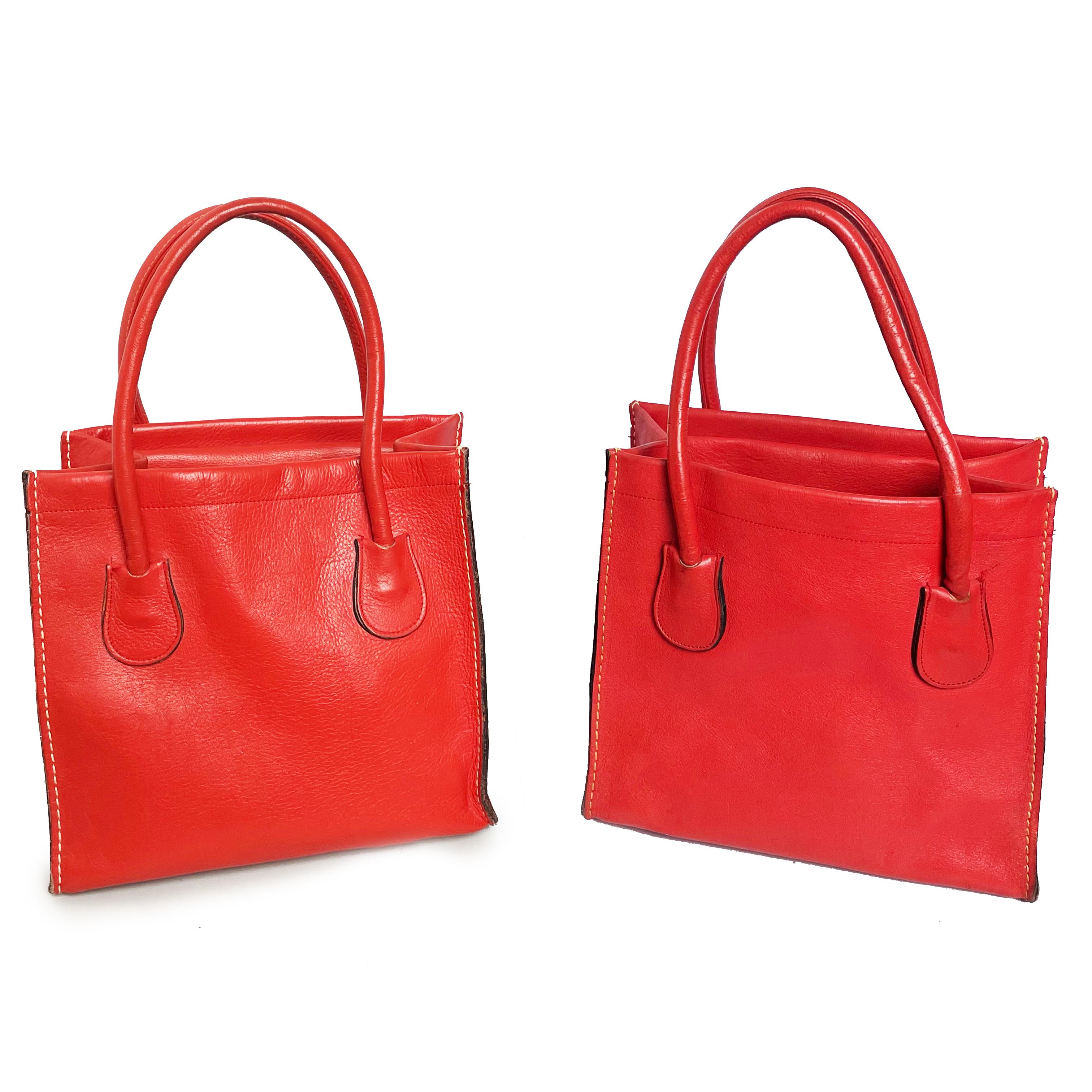 Bonnie Cashin for Coach Tote Bag Dinky Red Leather Handbag Vintage 1960s Rare 4
