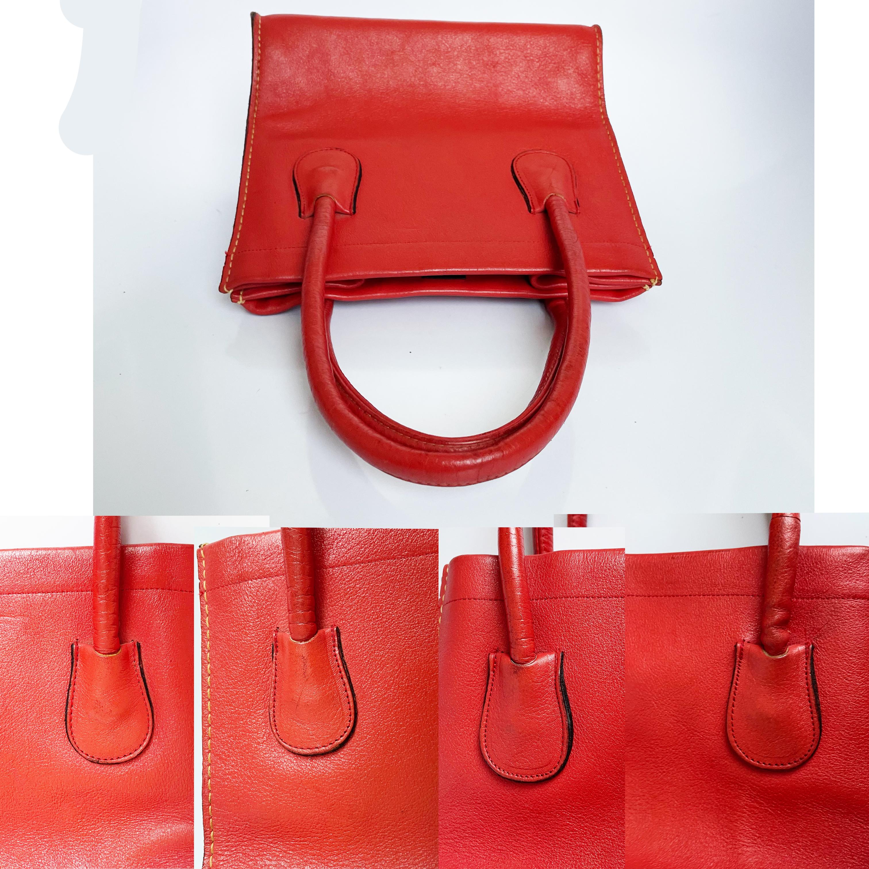 Bonnie Cashin for Coach Tote Bag Dinky Red Leather Handbag Vintage 1960s Rare 1