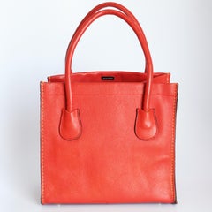 Bonnie Cashin for Coach Tote Bag Dinky Red Leather Striped Lining Vintage 60s