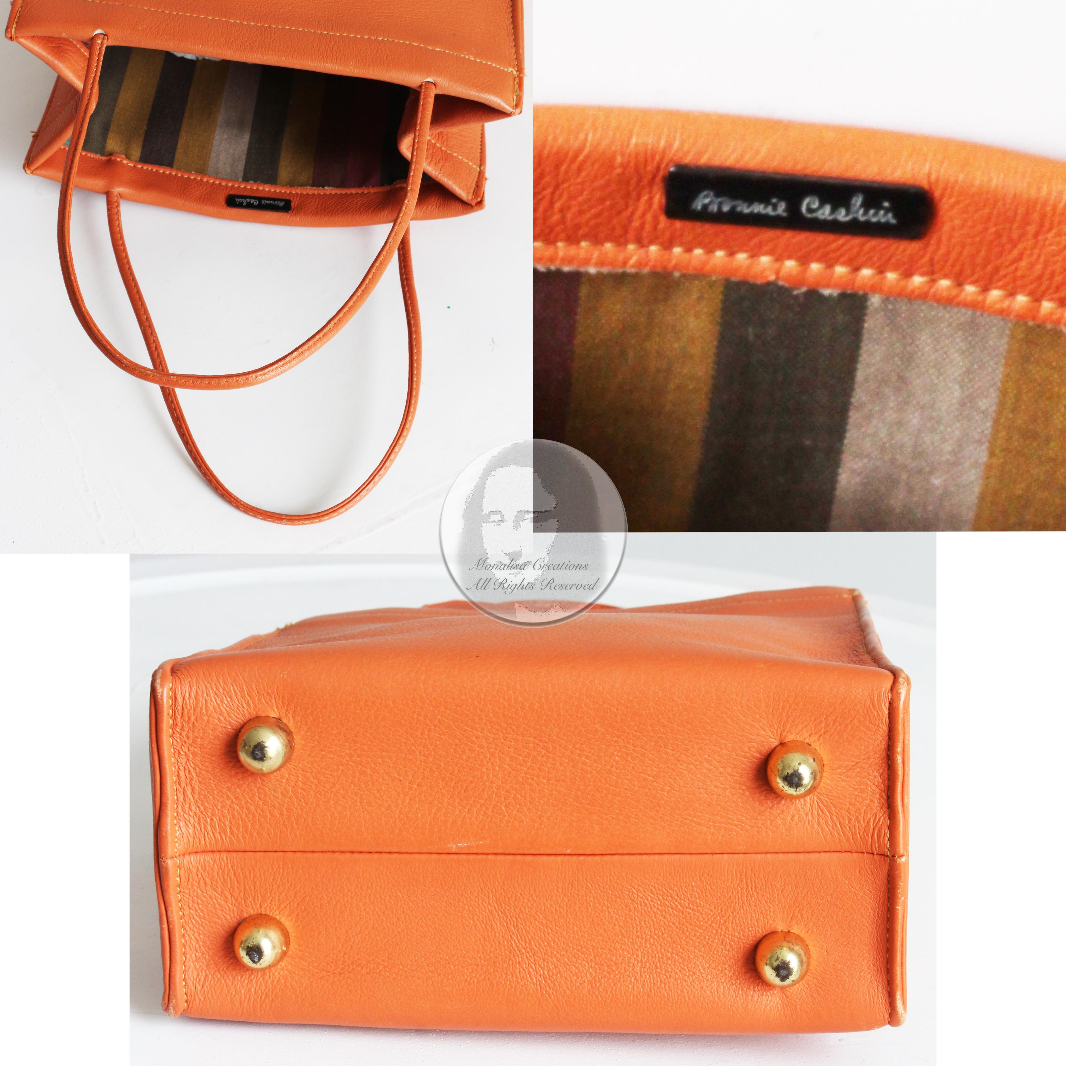 Bonnie Cashin For Coach Tote Bag Mini Double Handle Orange Leather Cashin Carry 6