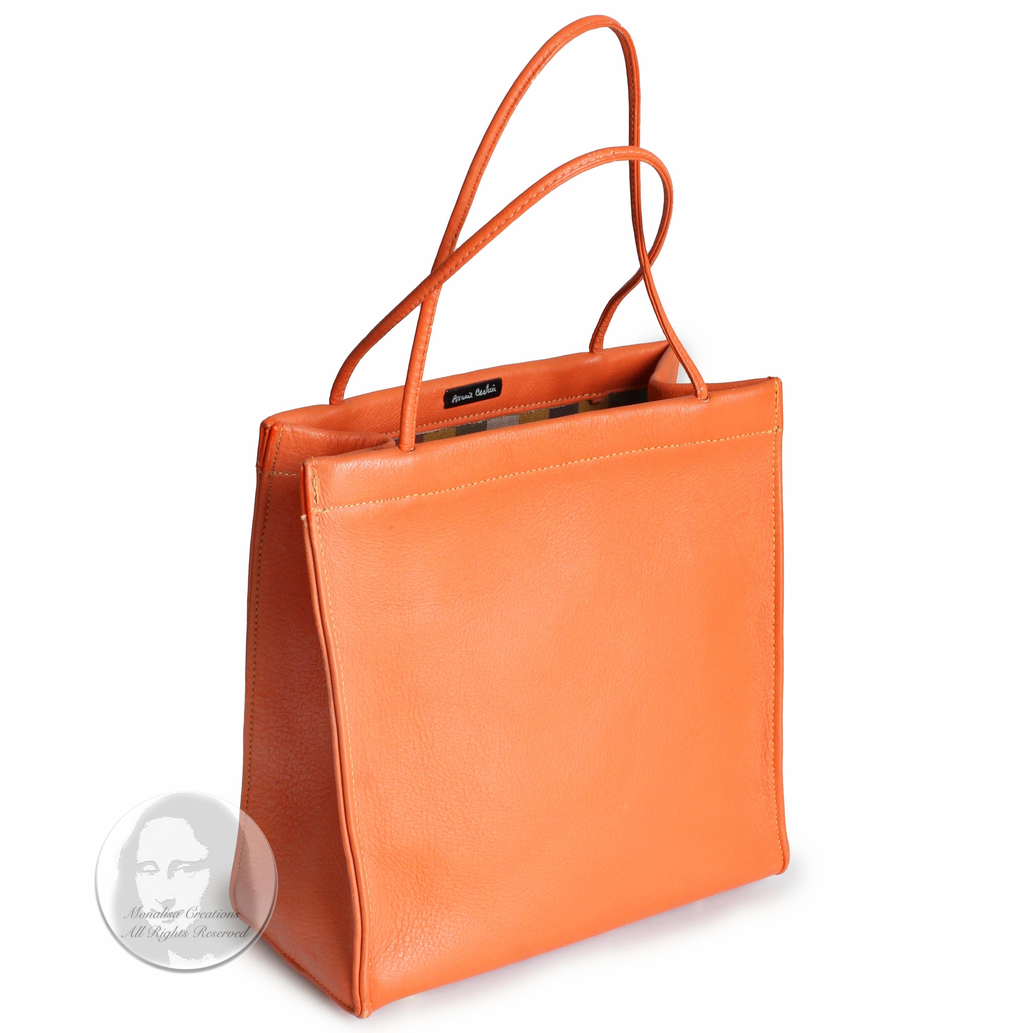 Bonnie Cashin For Coach Tote Bag Mini Double Handle Orange Leather Cashin Carry In Good Condition In Port Saint Lucie, FL