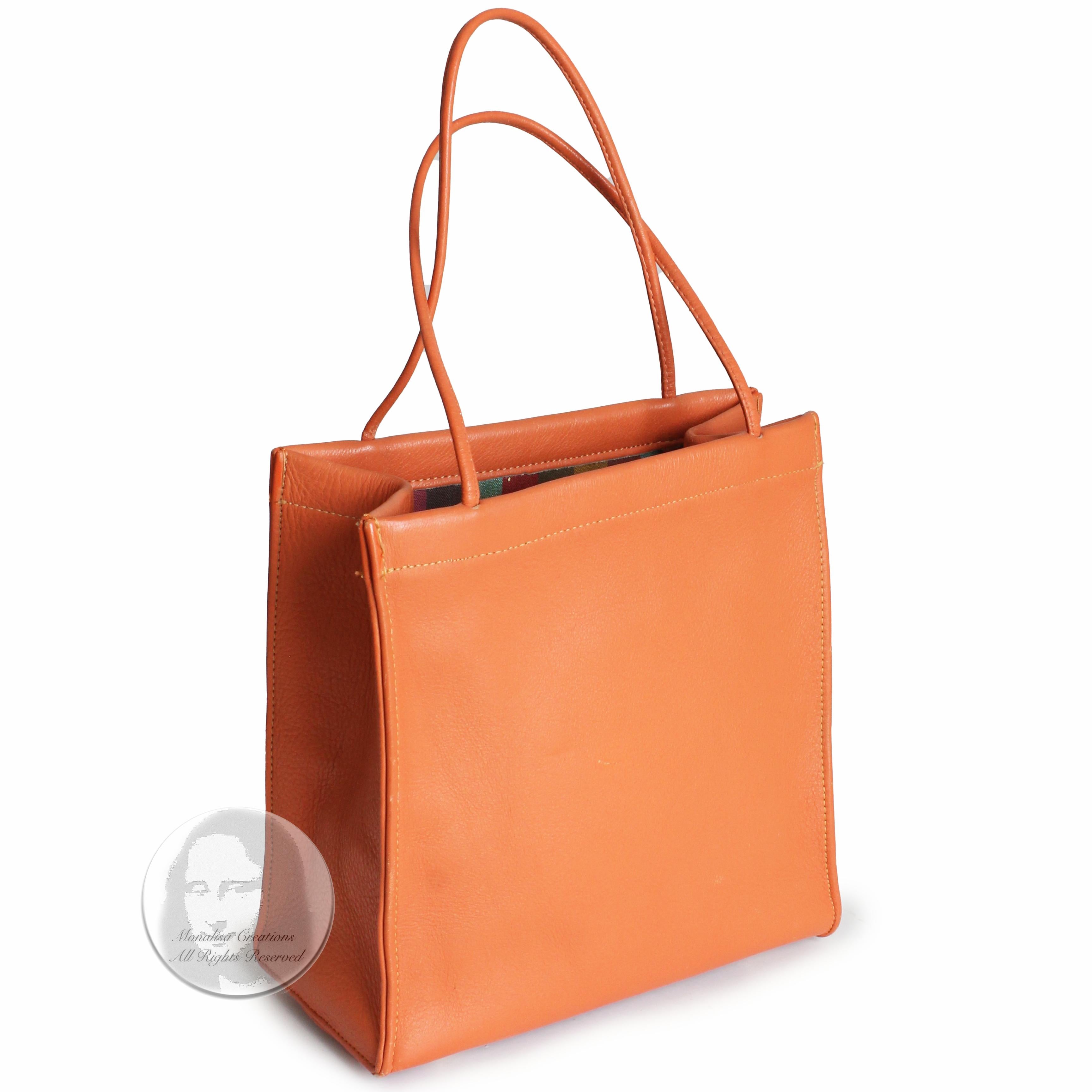 Bonnie Cashin For Coach Tote Bag Mini Double Handle Orange Leather Cashin Carry 3