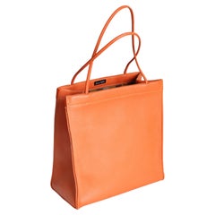 Vintage Bonnie Cashin For Coach Tote Bag Mini Double Handle Orange Leather Cashin Carry
