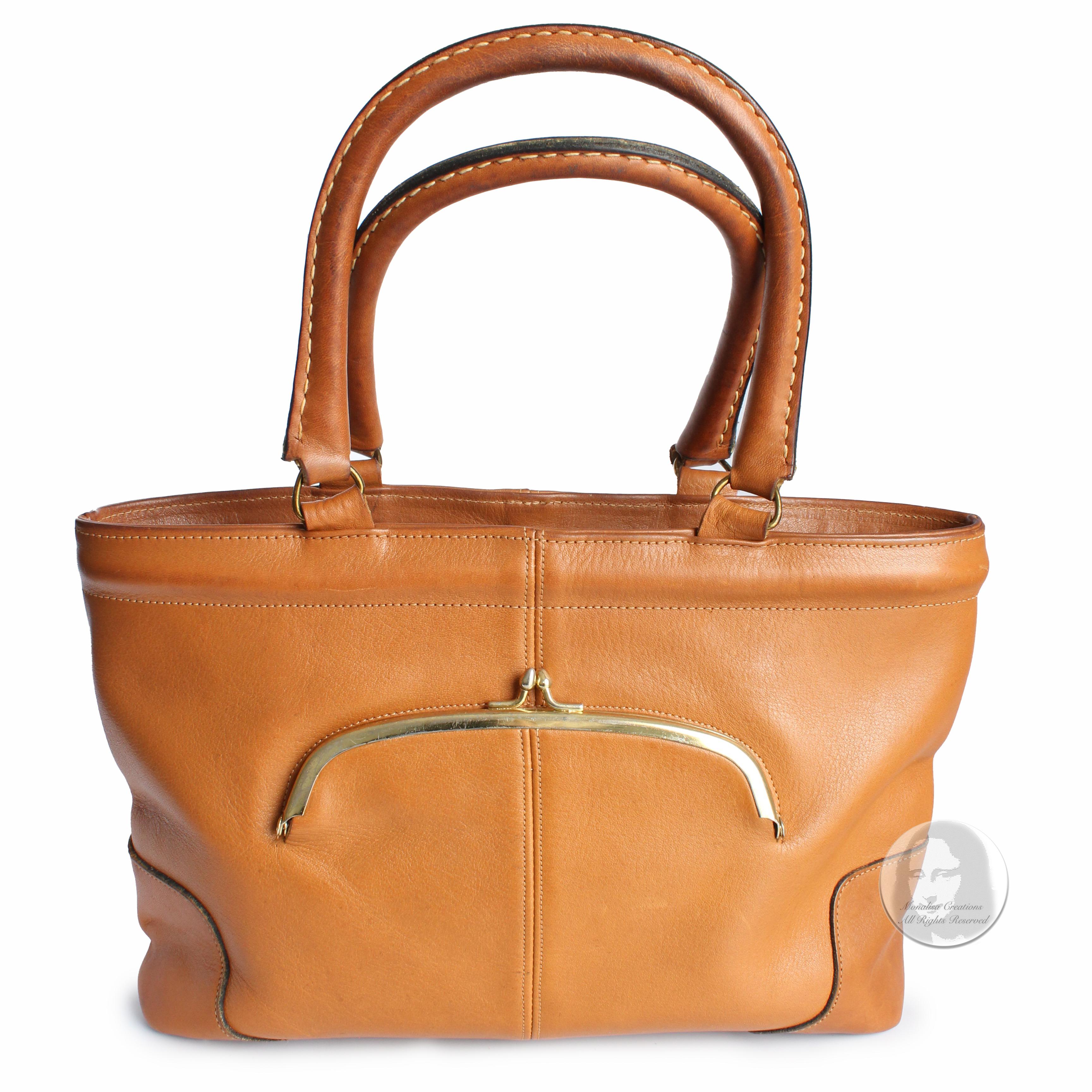 Bonnie Cashin for Coach Tote Bag Tan Harness Leather 1960s Pre-Creed Metal Tag Bon état à Port Saint Lucie, FL