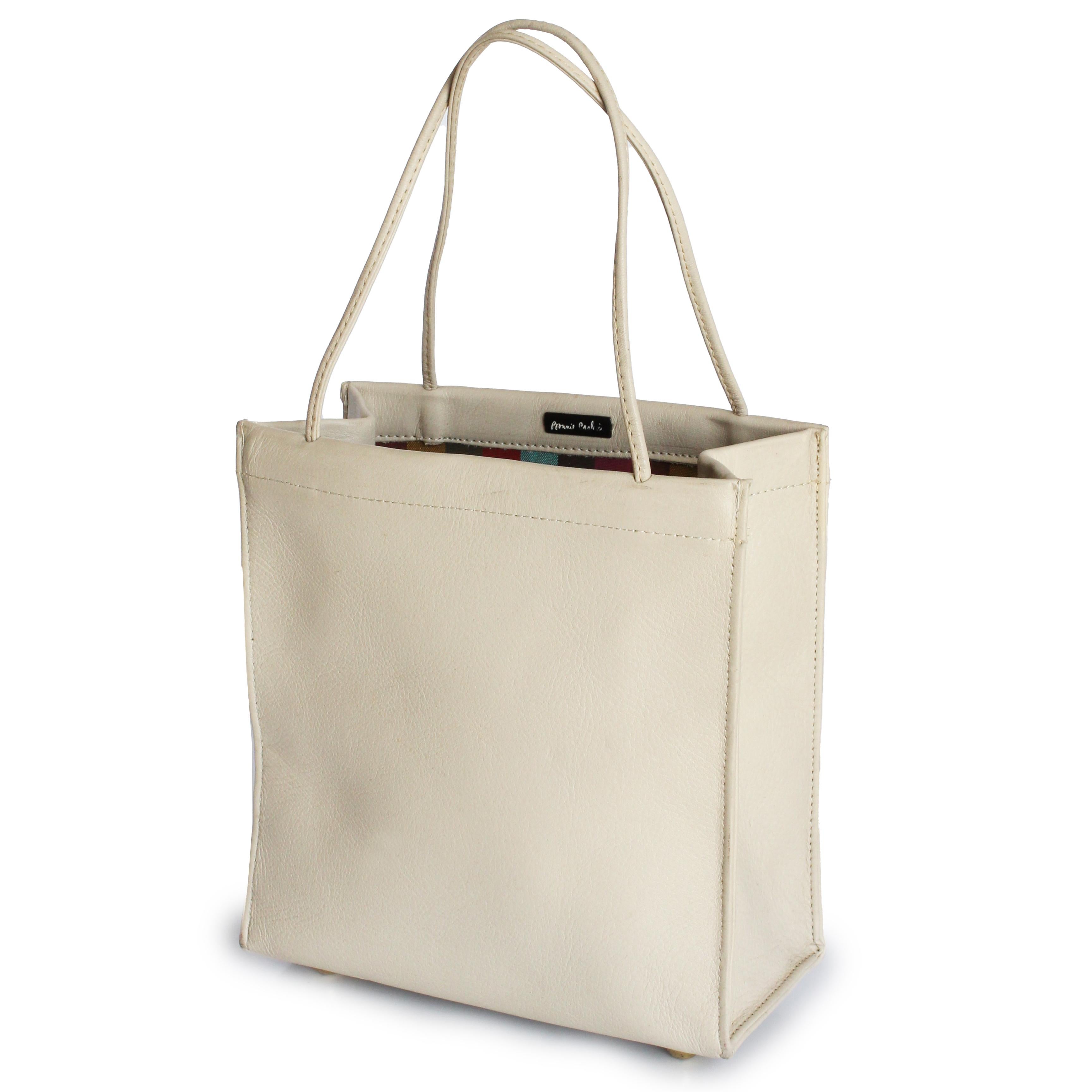 Femenino o masculino Bonnie Cashin para Coach Bolso Tote Tiny Shopping Bolso Bone Piel Raro Vintage años 60 en venta