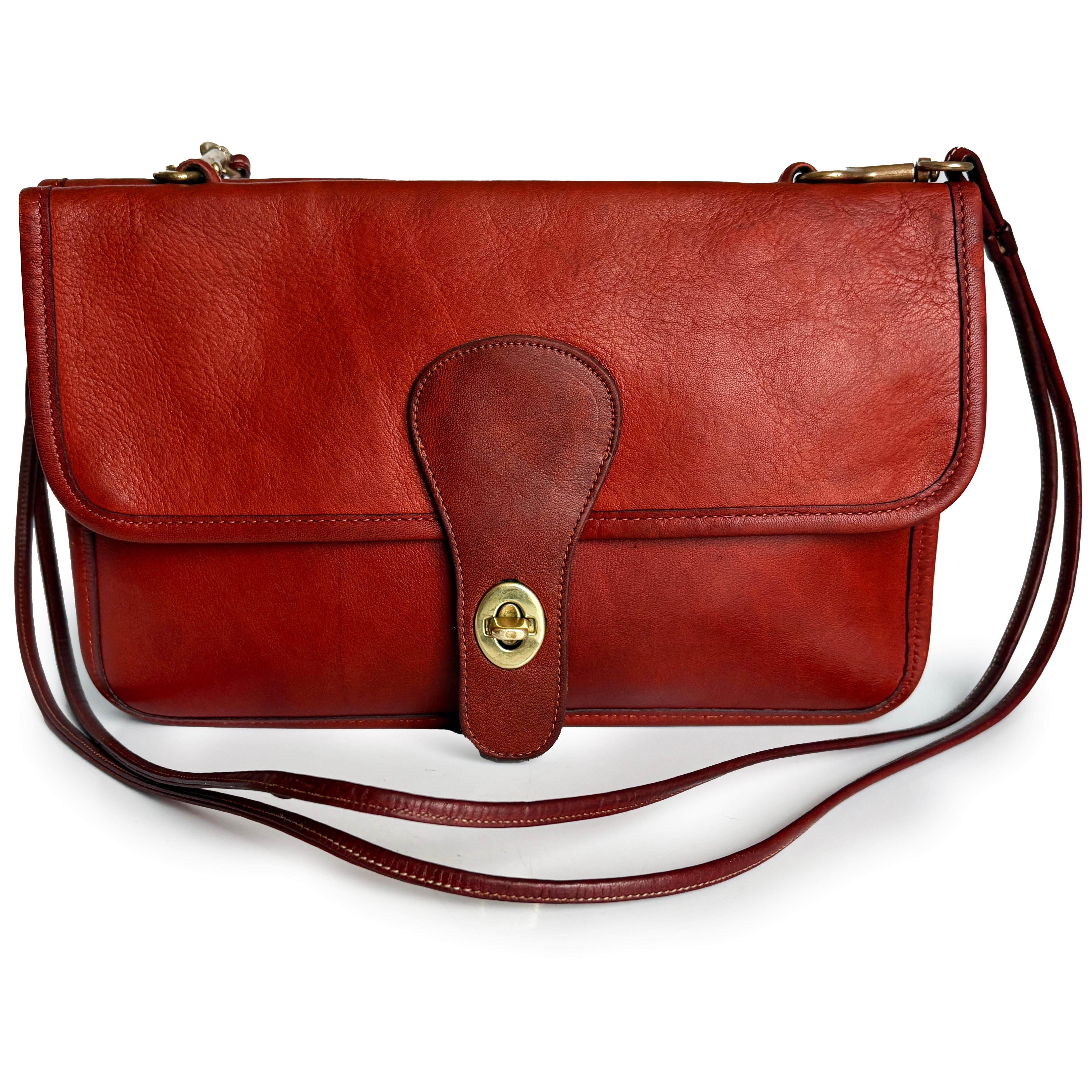 Bonnie Cashin für Coach Twin Clutch Bag RARE Rust Leder Early 70s Umhängetasche im Angebot 5