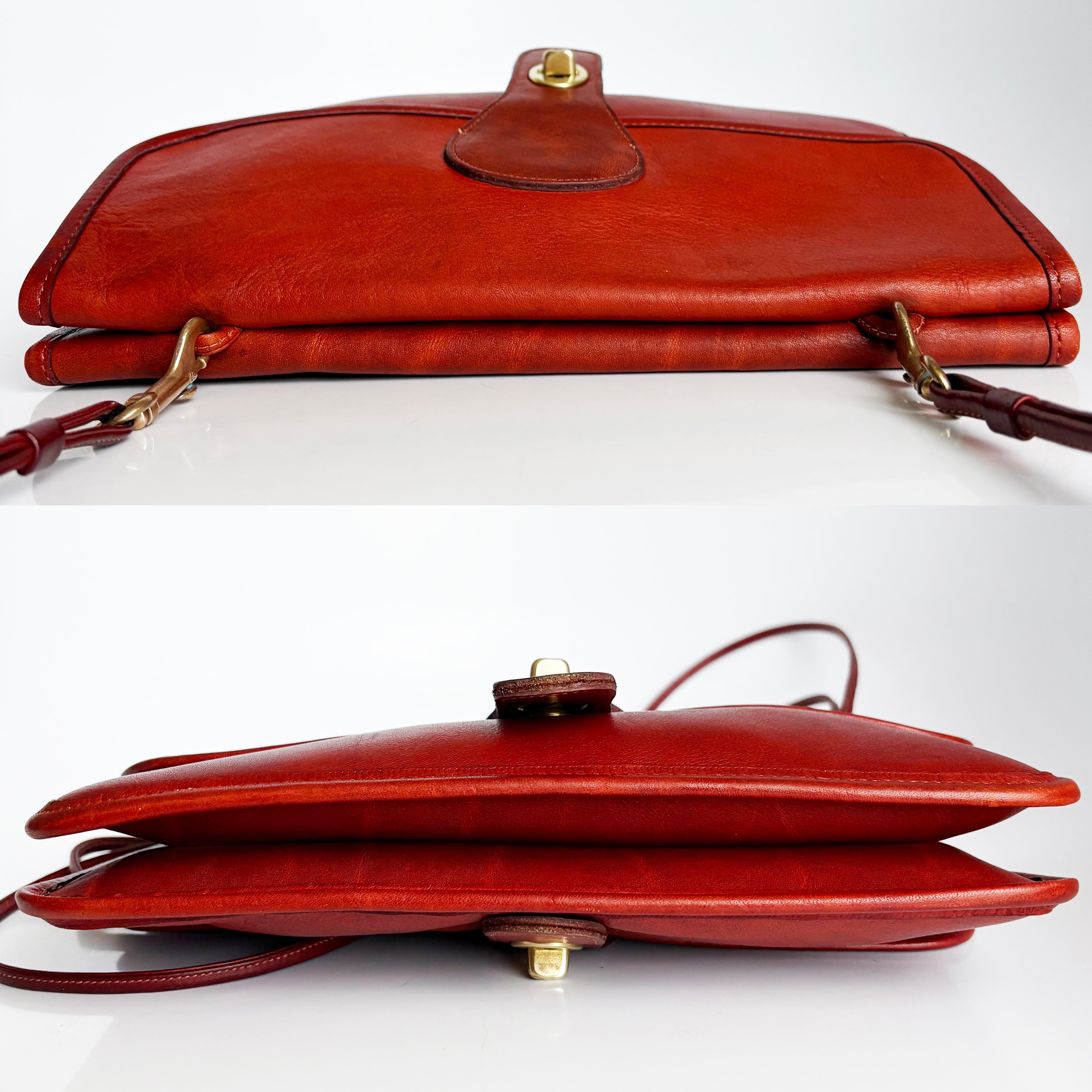 Bonnie Cashin für Coach Twin Clutch Bag RARE Rust Leder Early 70s Umhängetasche im Angebot 6