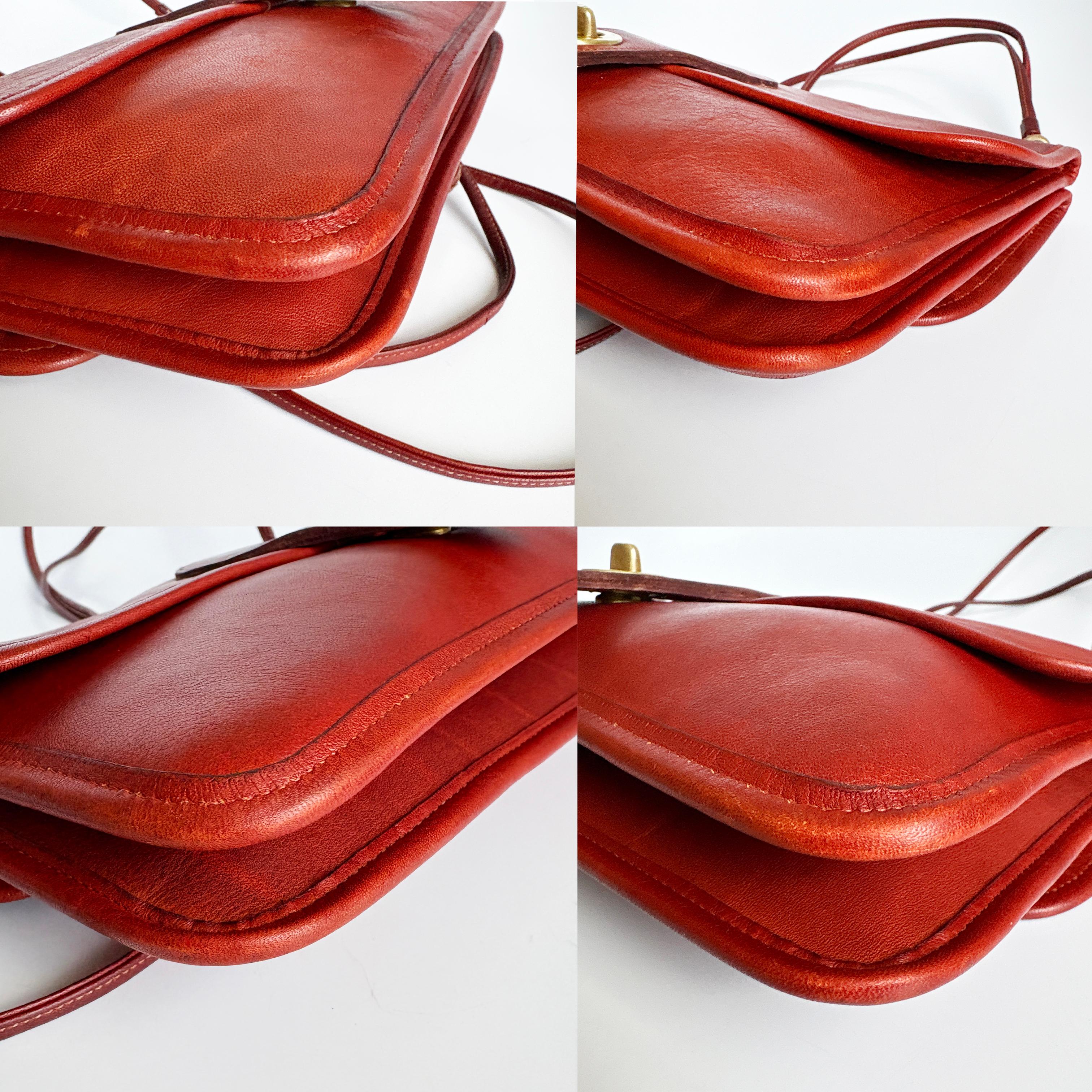 Bonnie Cashin für Coach Twin Clutch Bag RARE Rust Leder Early 70s Umhängetasche im Angebot 7
