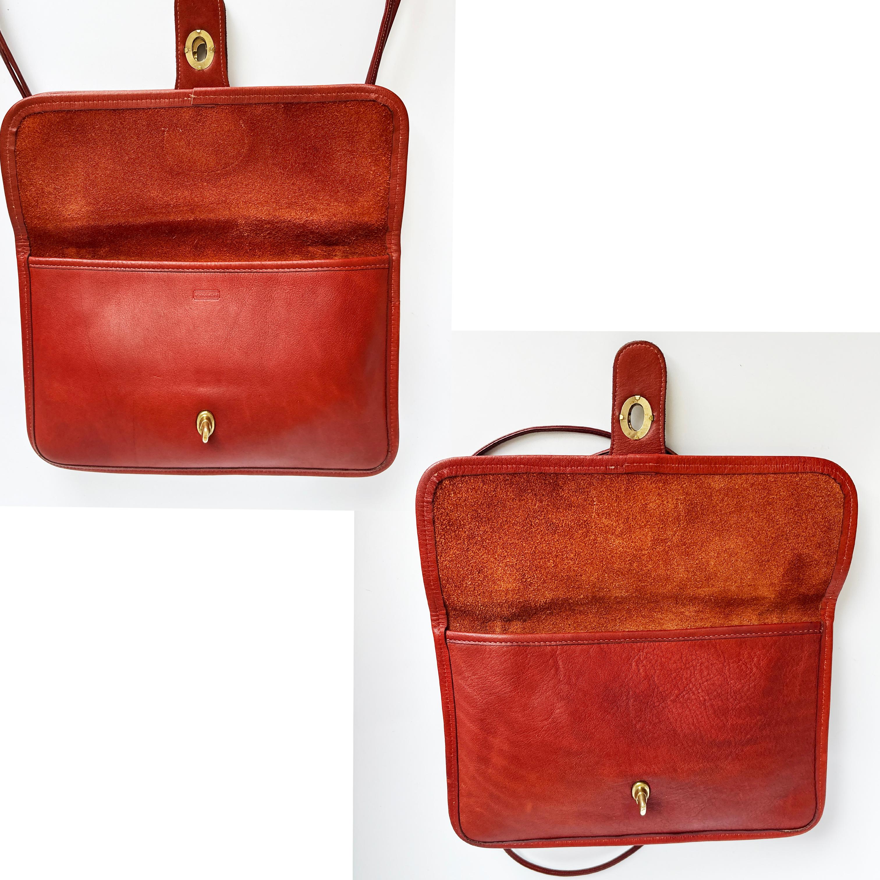 Bonnie Cashin für Coach Twin Clutch Bag RARE Rust Leder Early 70s Umhängetasche im Angebot 8