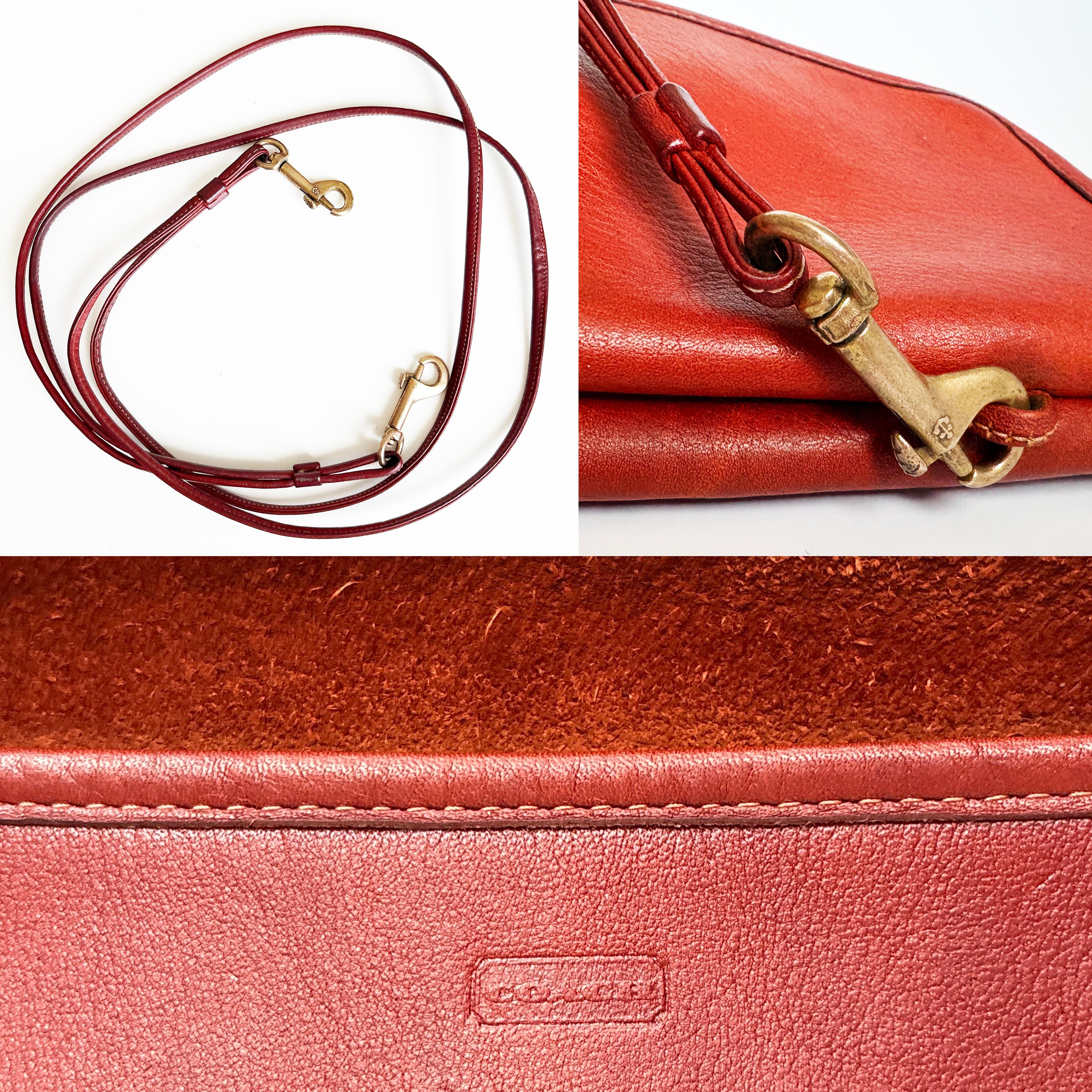 Bonnie Cashin für Coach Twin Clutch Bag RARE Rust Leder Early 70s Umhängetasche im Angebot 11